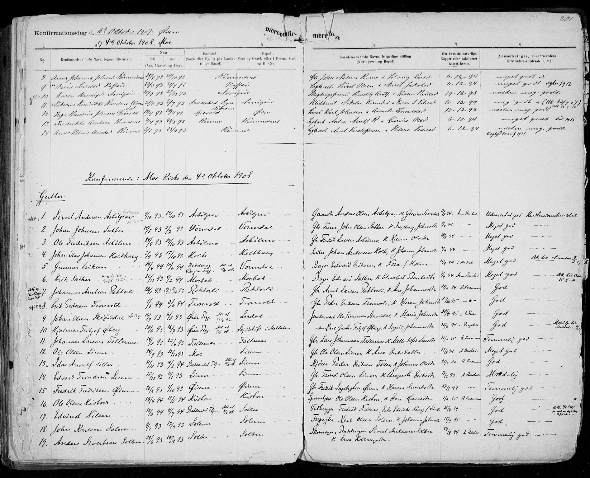 Ministerialprotokoller, klokkerbøker og fødselsregistre - Sør-Trøndelag, SAT/A-1456/668/L0811: Parish register (official) no. 668A11, 1894-1913, p. 301