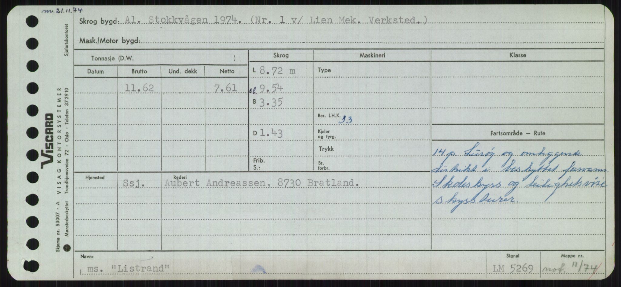 Sjøfartsdirektoratet med forløpere, Skipsmålingen, RA/S-1627/H/Ha/L0003/0002: Fartøy, Hilm-Mar / Fartøy, Kom-Mar, p. 525