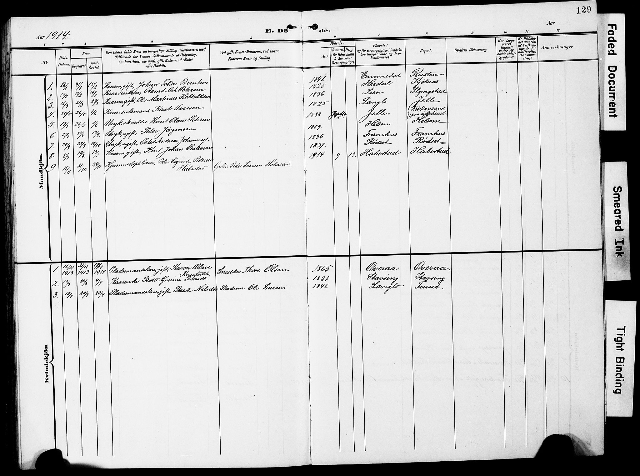 Ministerialprotokoller, klokkerbøker og fødselsregistre - Møre og Romsdal, AV/SAT-A-1454/520/L0293: Parish register (copy) no. 520C05, 1902-1923, p. 129