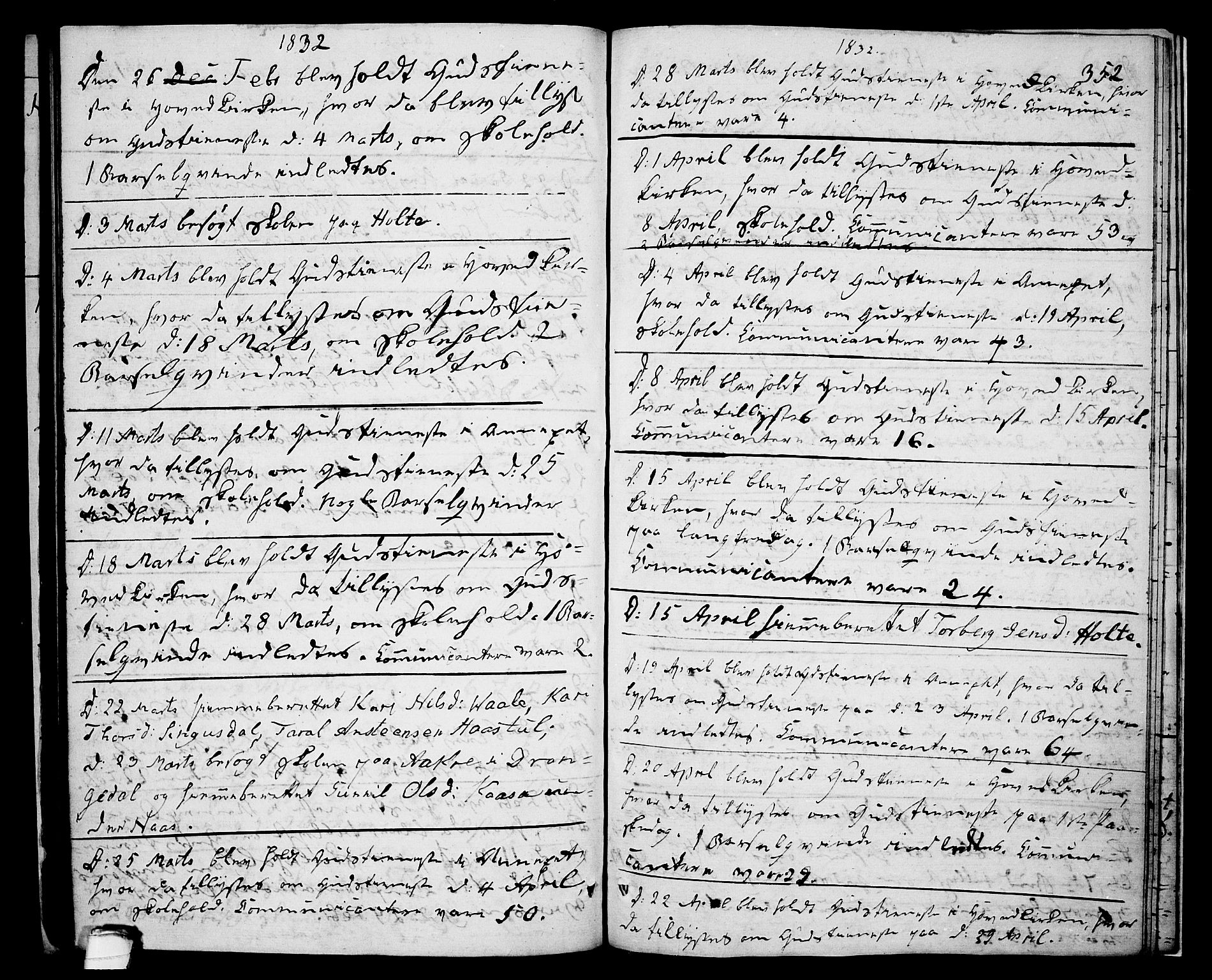 Drangedal kirkebøker, SAKO/A-258/F/Fa/L0006: Parish register (official) no. 6, 1831-1837, p. 352