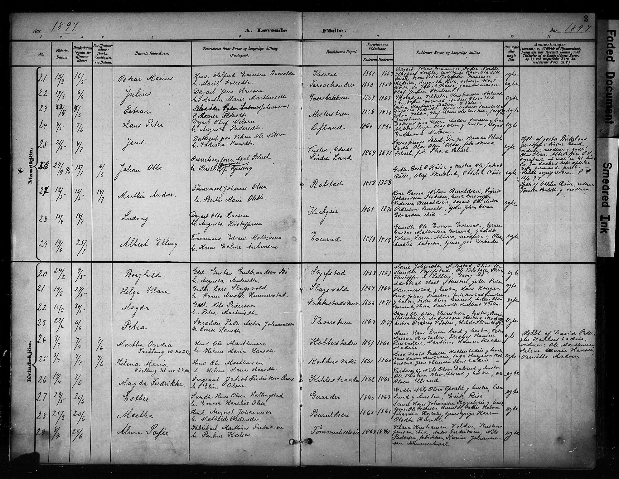 Østre Toten prestekontor, AV/SAH-PREST-104/H/Ha/Haa/L0008: Parish register (official) no. 8, 1897-1909, p. 3