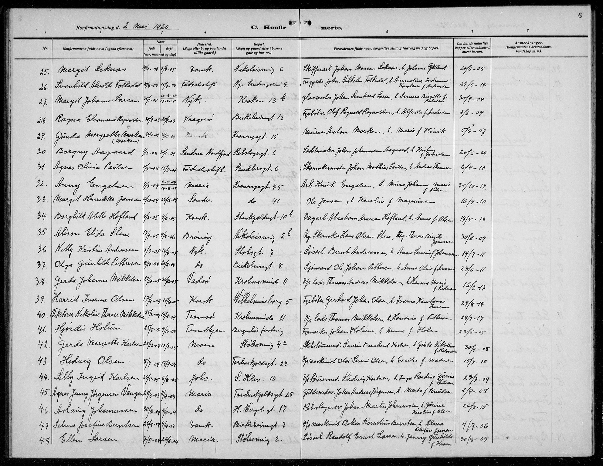 Mariakirken Sokneprestembete, AV/SAB-A-76901/H/Hab/L0010: Parish register (copy) no. A 10, 1920-1937, p. 6