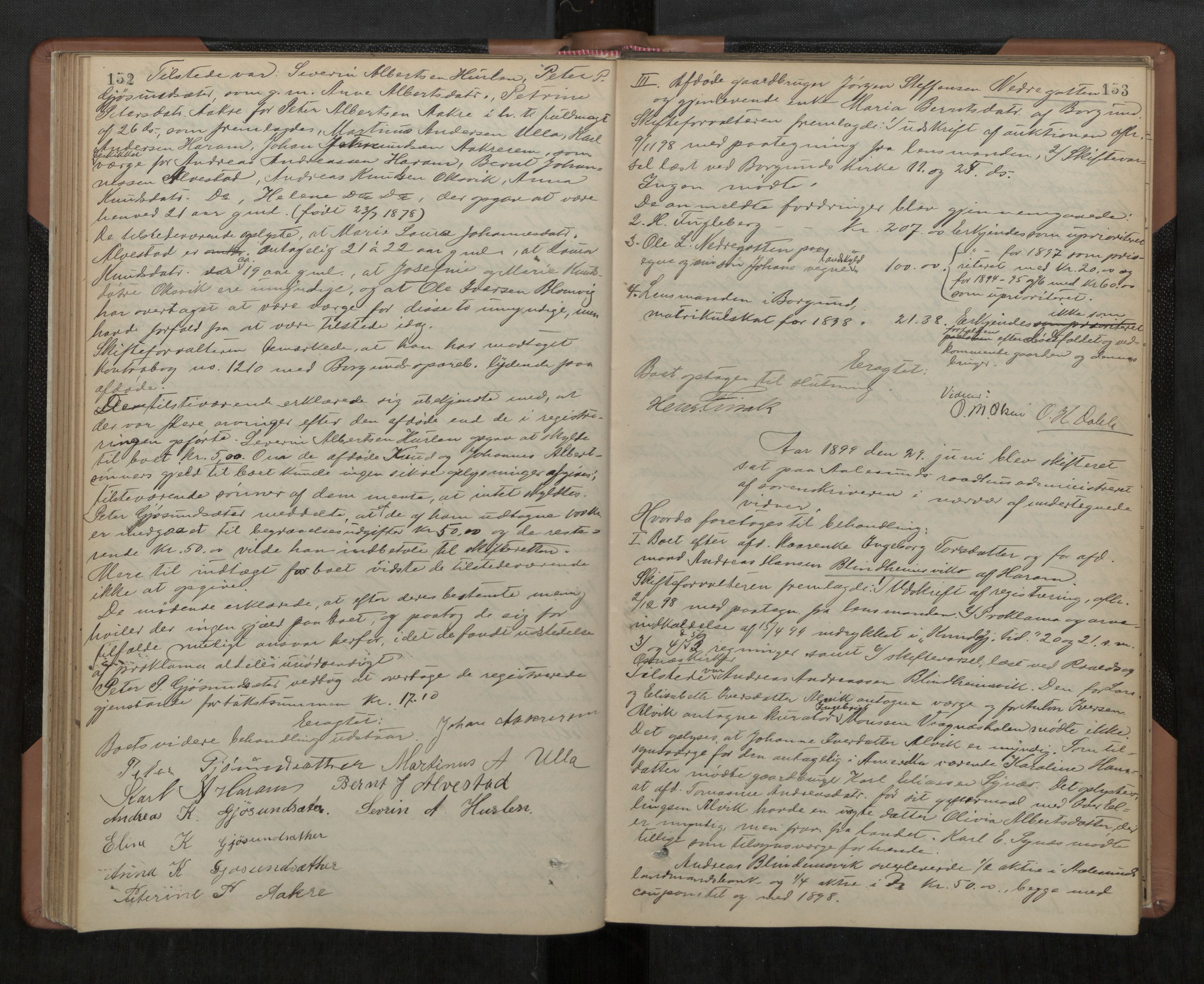 Nordre Sunnmøre sorenskriveri, AV/SAT-A-0006/1/3/3B/L0003: Skiftebehandlingsprotokoll 3, 1892-1907, p. 152-153