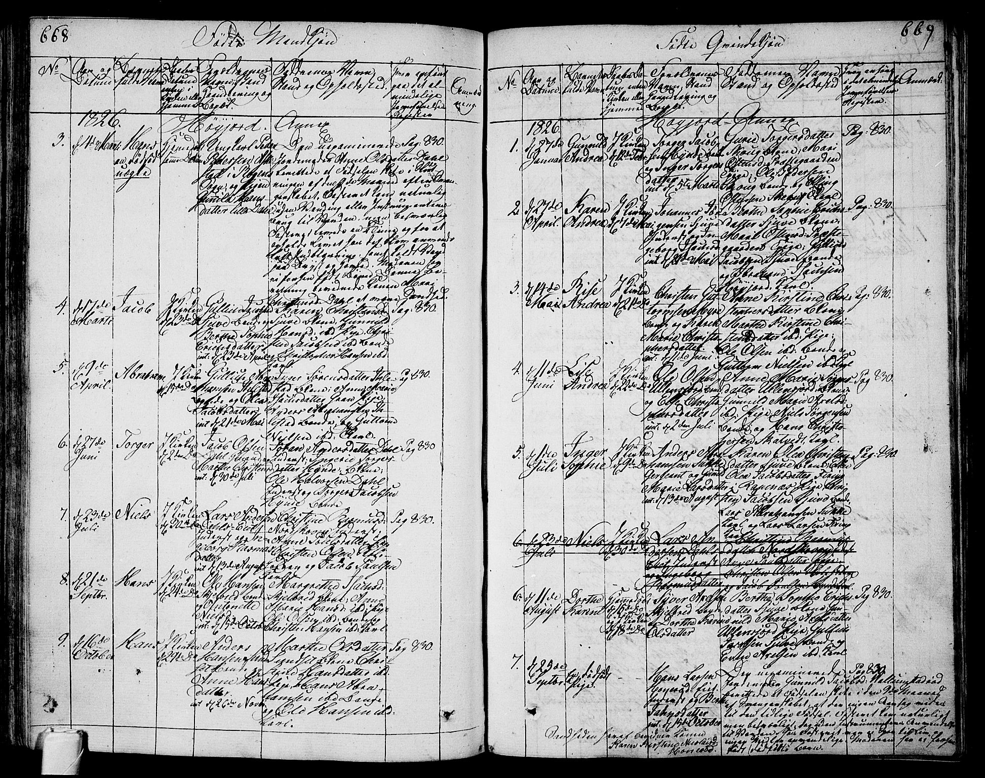 Andebu kirkebøker, SAKO/A-336/F/Fa/L0003: Parish register (official) no. 3 /2, 1815-1828, p. 668-669