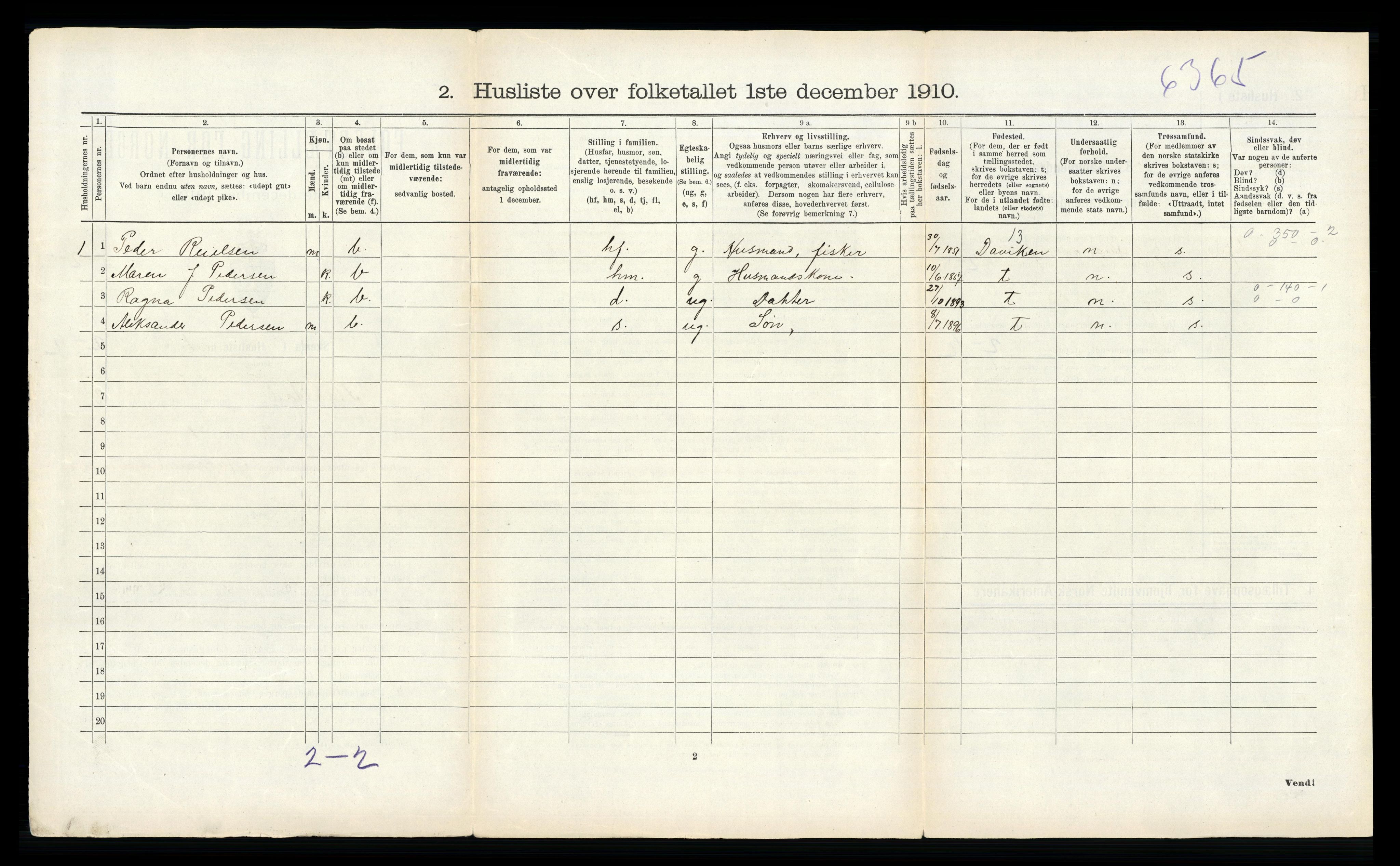 RA, 1910 census for Flakstad, 1910, p. 89