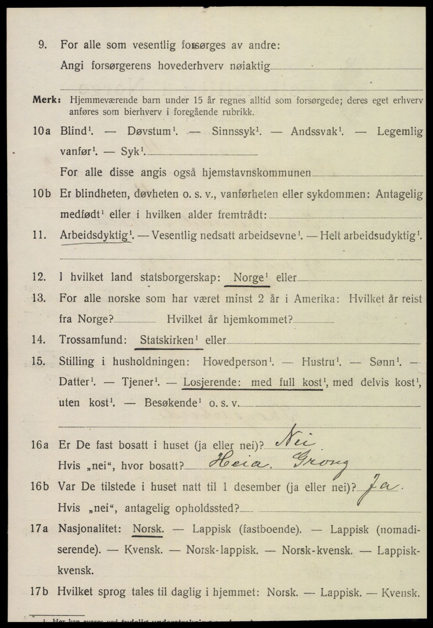 SAT, 1920 census for Snåsa, 1920, p. 1529