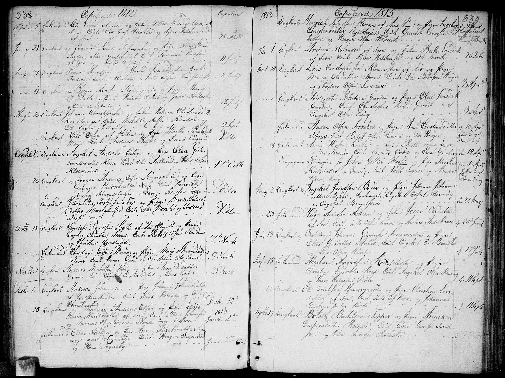 Vestby prestekontor Kirkebøker, SAO/A-10893/F/Fa/L0004: Parish register (official) no. I 4, 1797-1813, p. 338-339