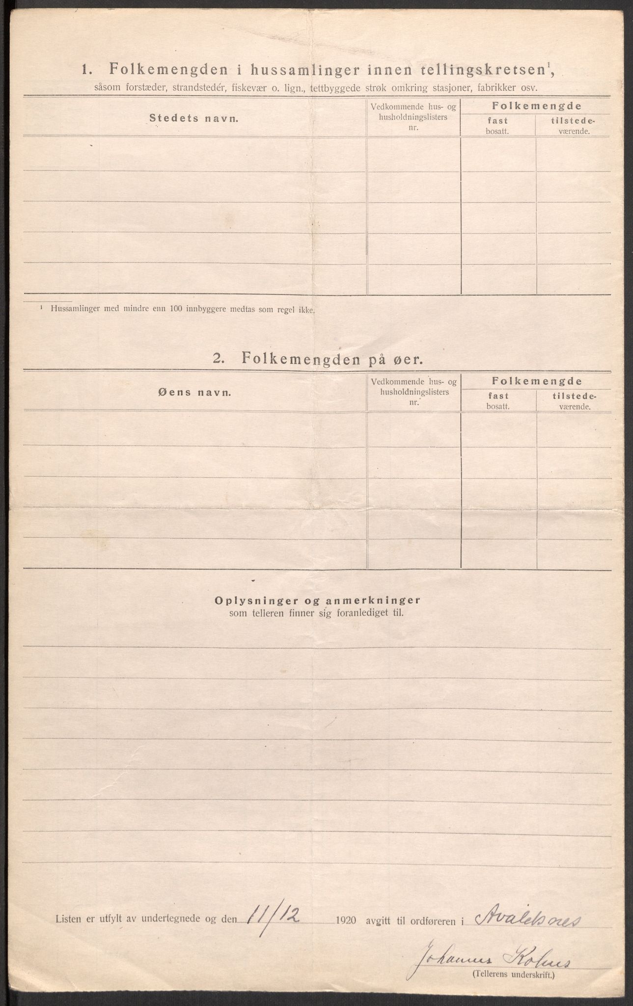 SAST, 1920 census for Avaldsnes, 1920, p. 37