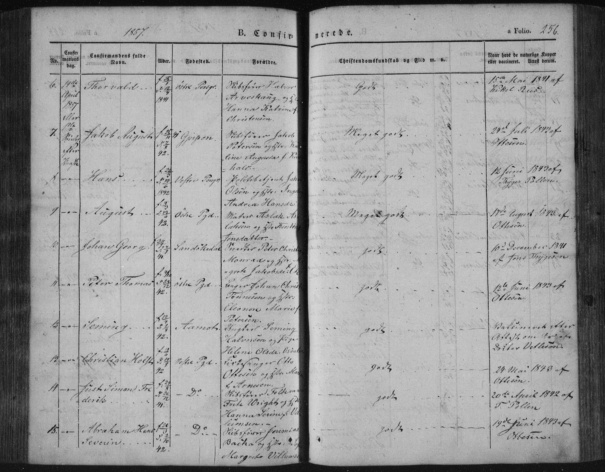 Porsgrunn kirkebøker , SAKO/A-104/F/Fa/L0006: Parish register (official) no. 6, 1841-1857, p. 256