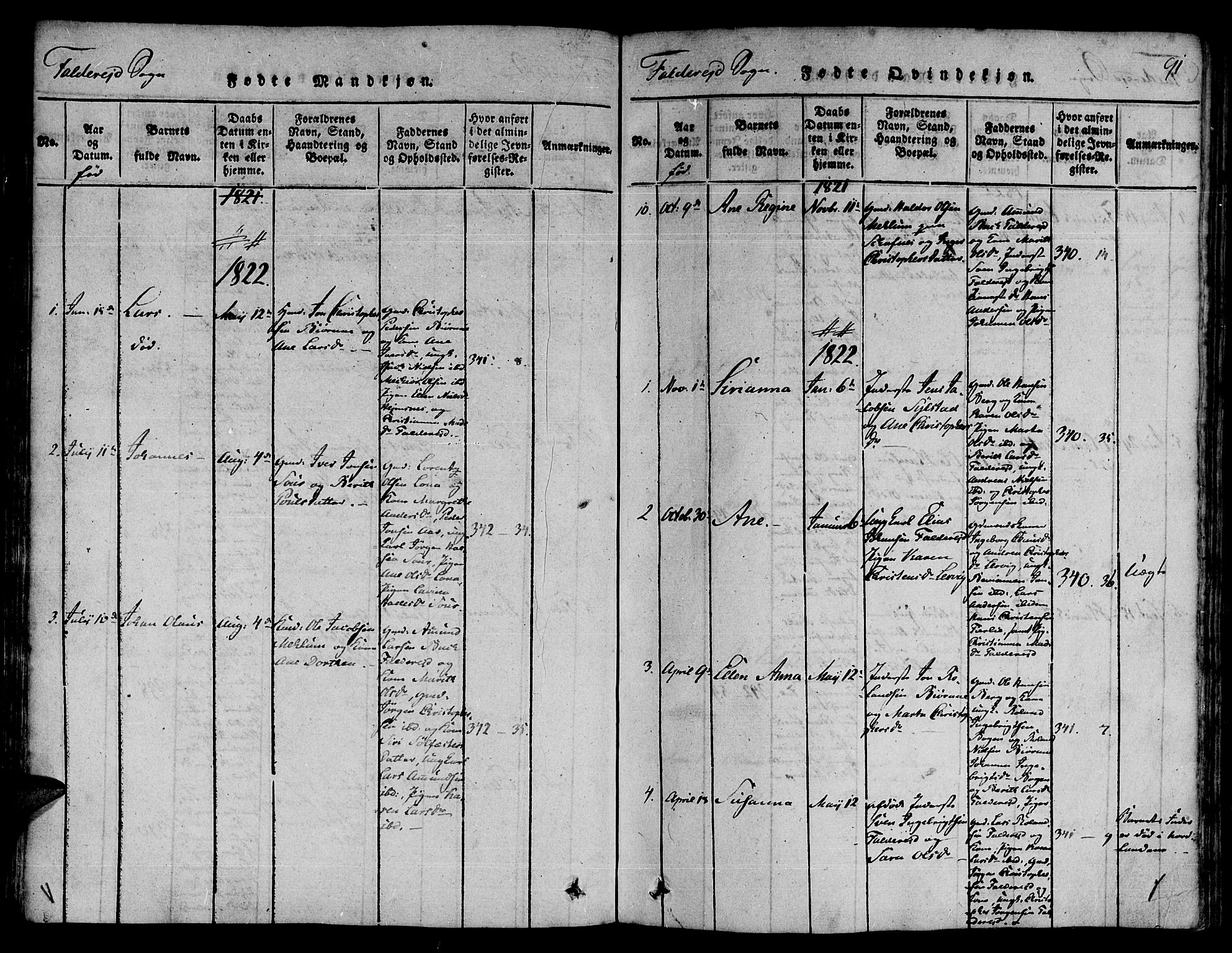 Ministerialprotokoller, klokkerbøker og fødselsregistre - Nord-Trøndelag, SAT/A-1458/780/L0636: Parish register (official) no. 780A03 /3, 1815-1829, p. 91