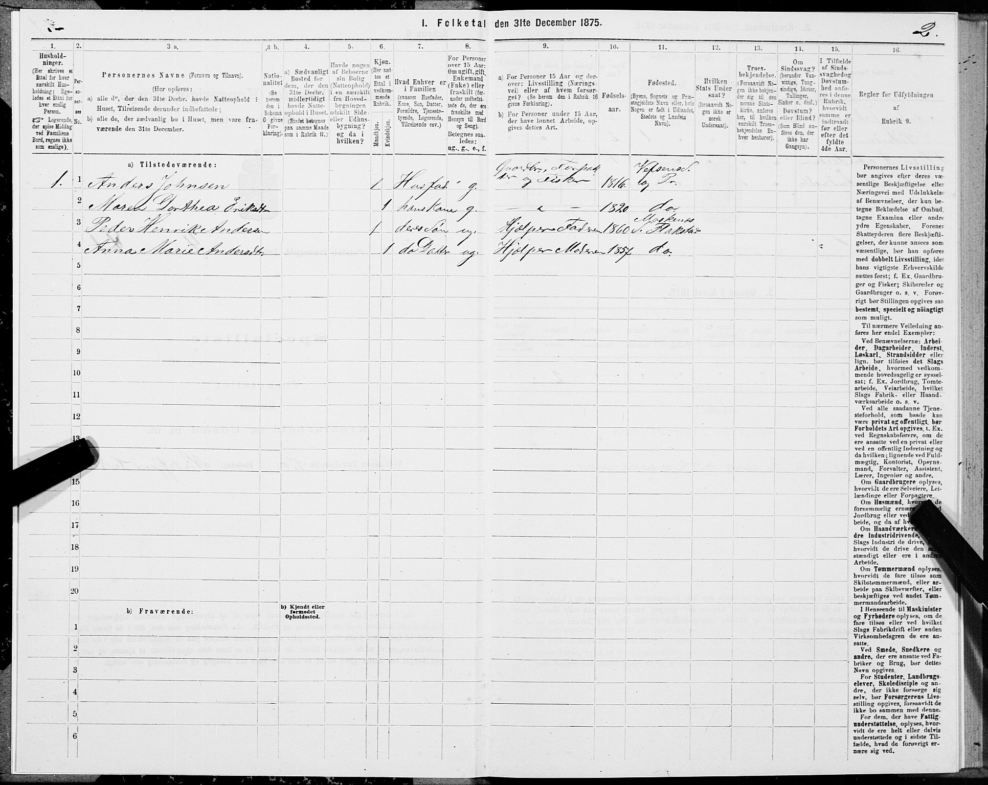 SAT, 1875 census for 1859P Flakstad, 1875, p. 2002