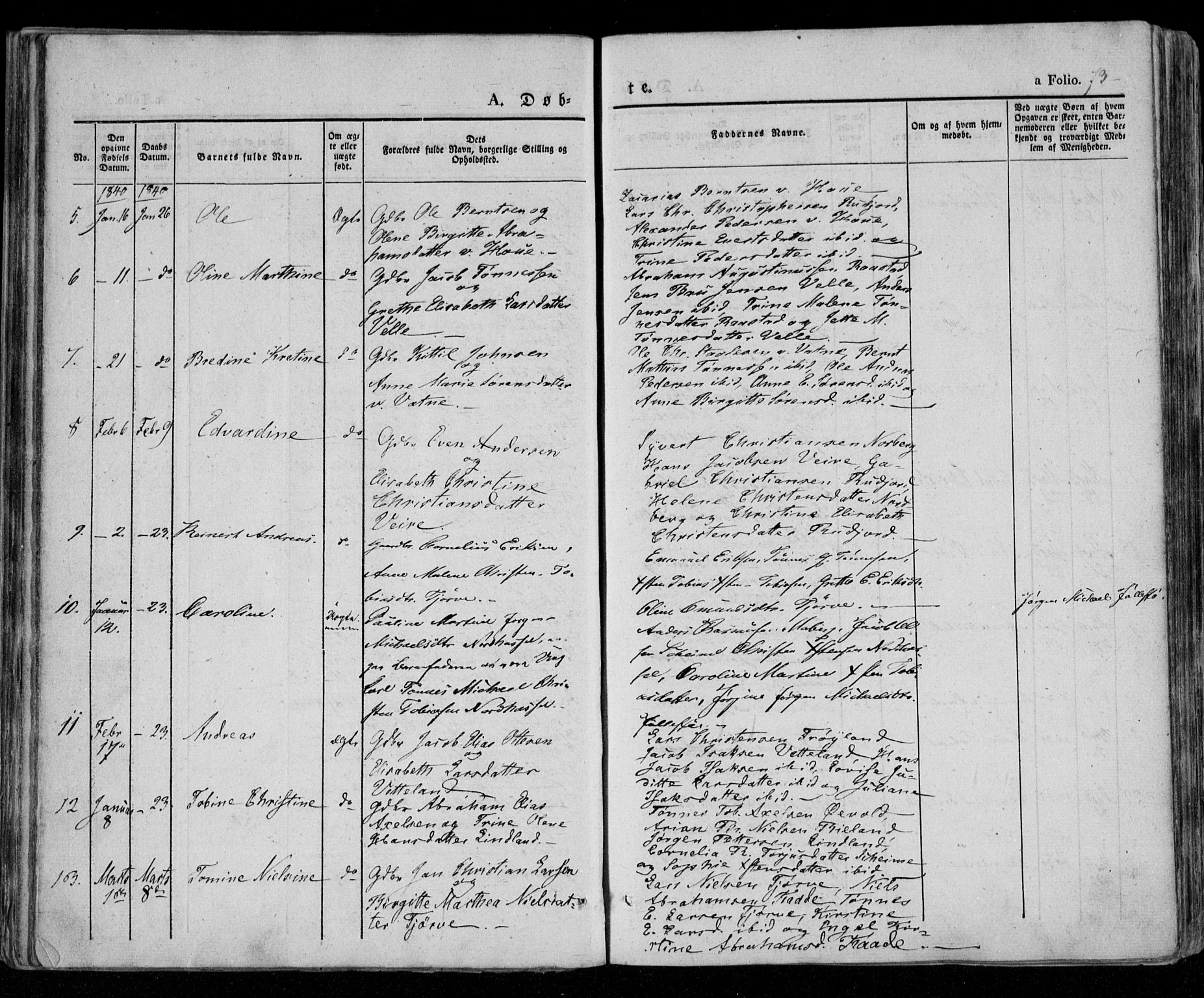 Lista sokneprestkontor, AV/SAK-1111-0027/F/Fa/L0009: Parish register (official) no. A 9, 1835-1846, p. 73