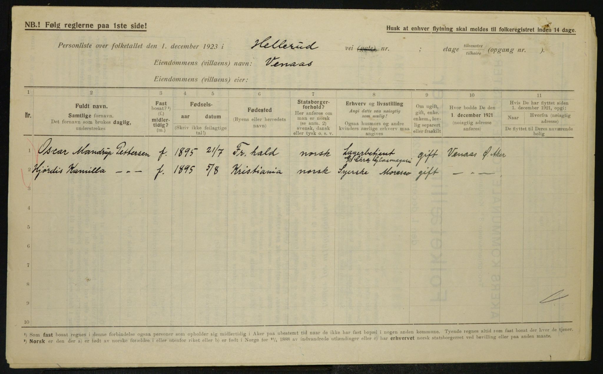 , Municipal Census 1923 for Aker, 1923, p. 26065