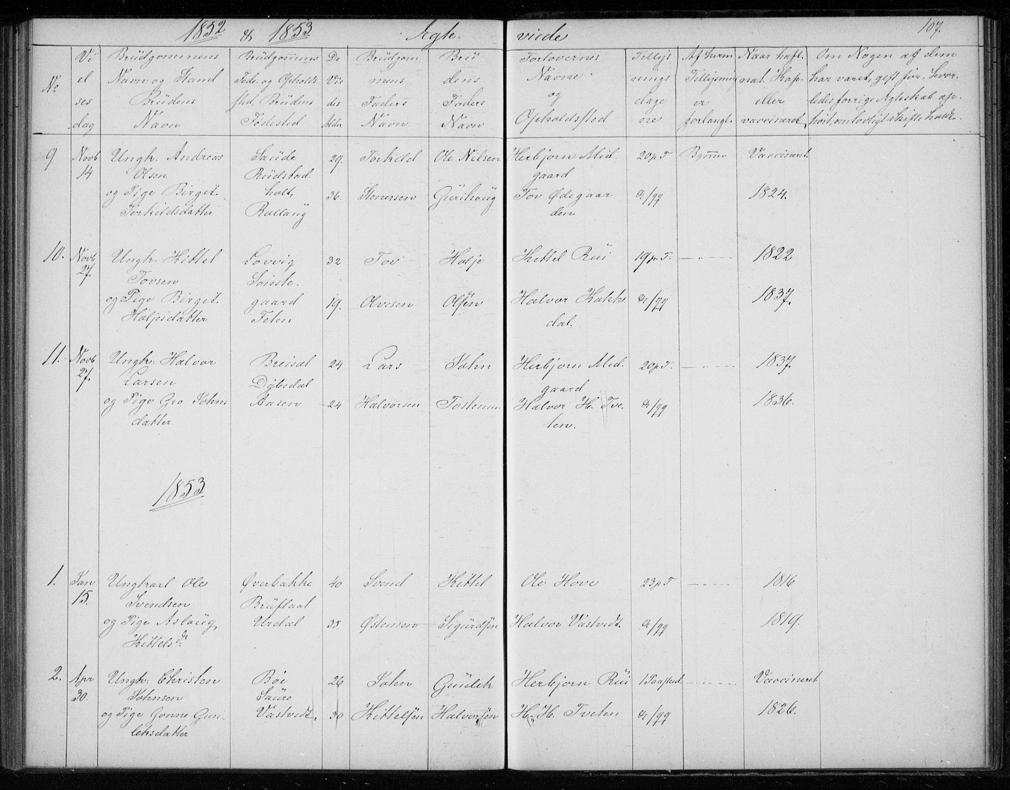 Gransherad kirkebøker, SAKO/A-267/F/Fb/L0003: Parish register (official) no. II 3, 1844-1859, p. 107