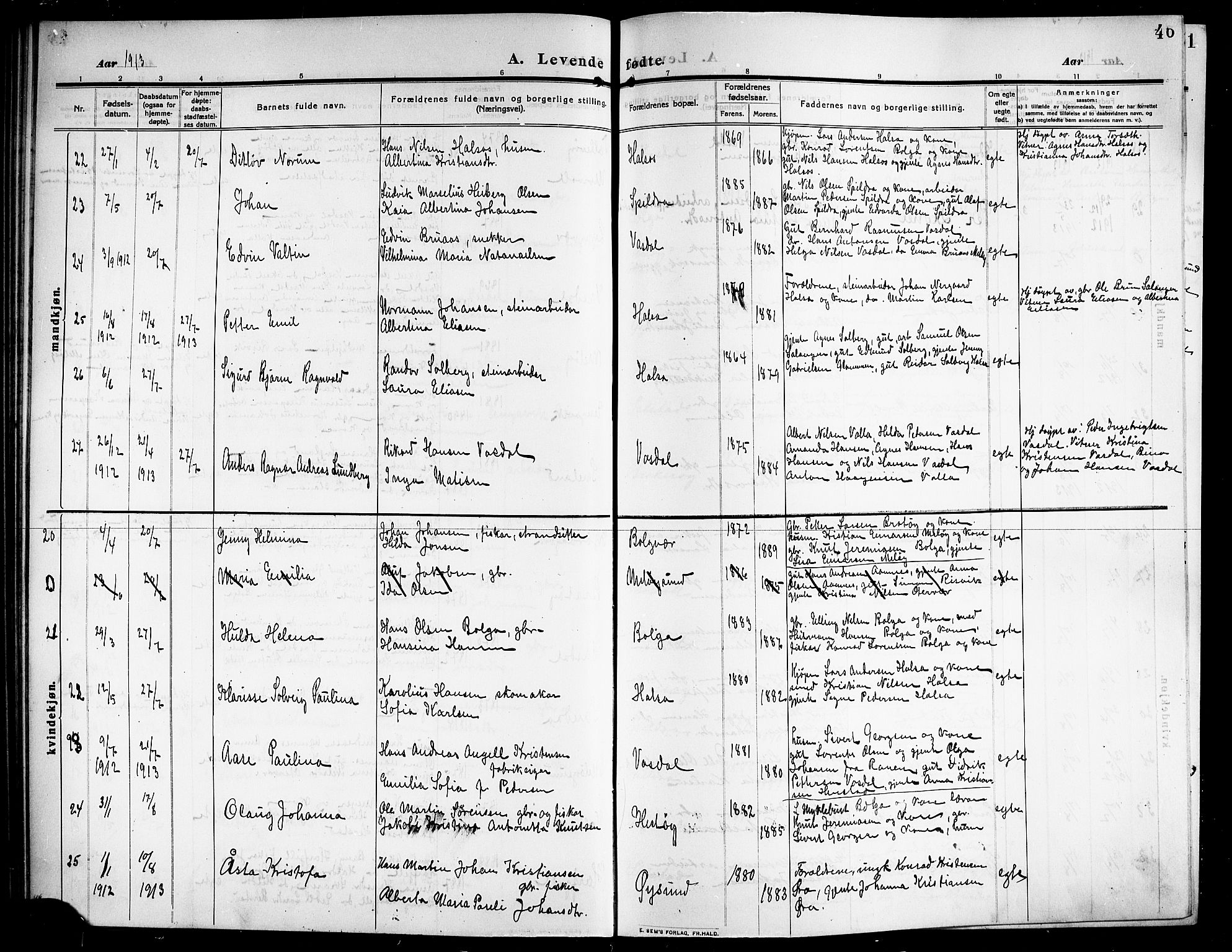 Ministerialprotokoller, klokkerbøker og fødselsregistre - Nordland, AV/SAT-A-1459/843/L0639: Parish register (copy) no. 843C08, 1908-1924, p. 46