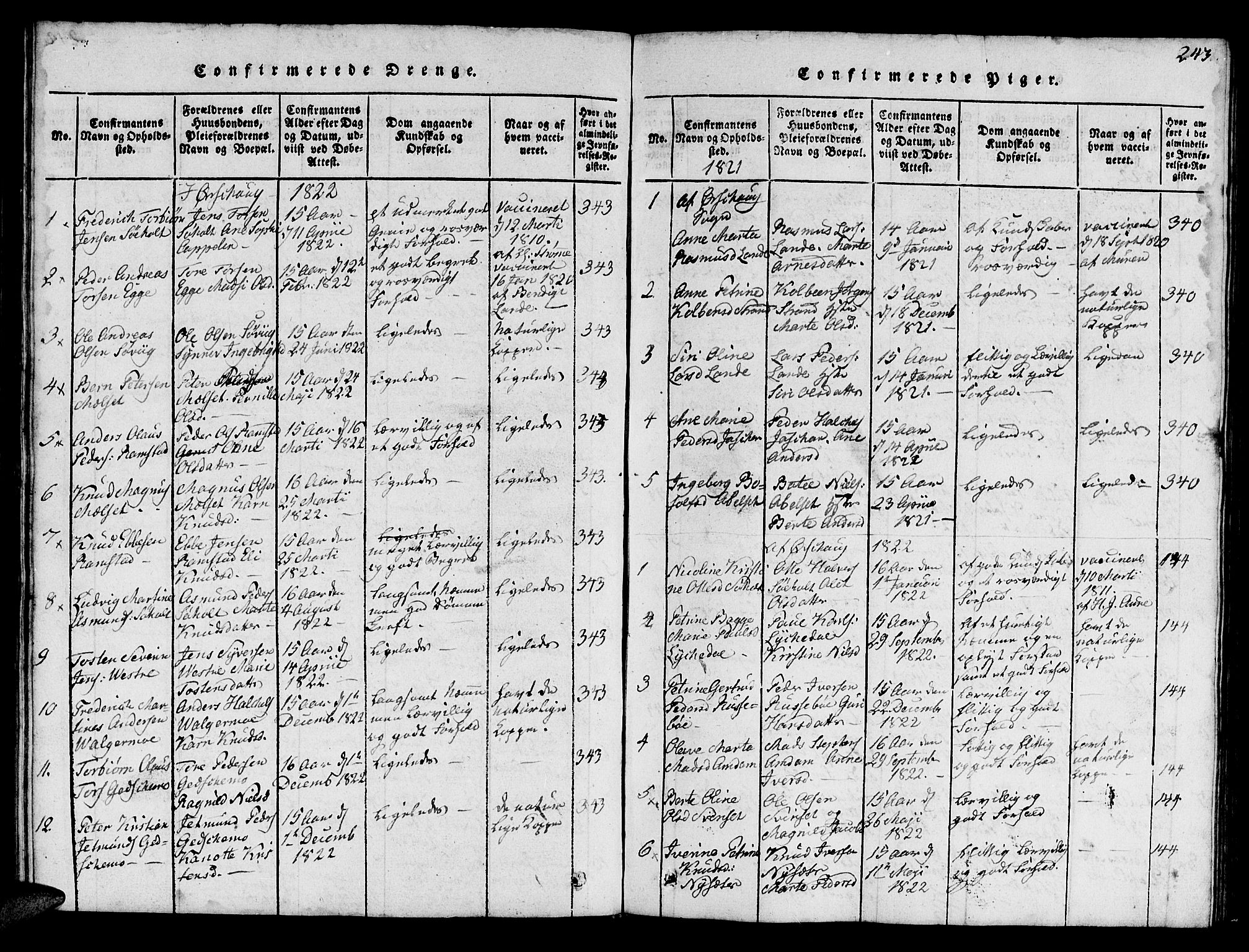 Ministerialprotokoller, klokkerbøker og fødselsregistre - Møre og Romsdal, AV/SAT-A-1454/522/L0322: Parish register (copy) no. 522C01, 1816-1830, p. 243