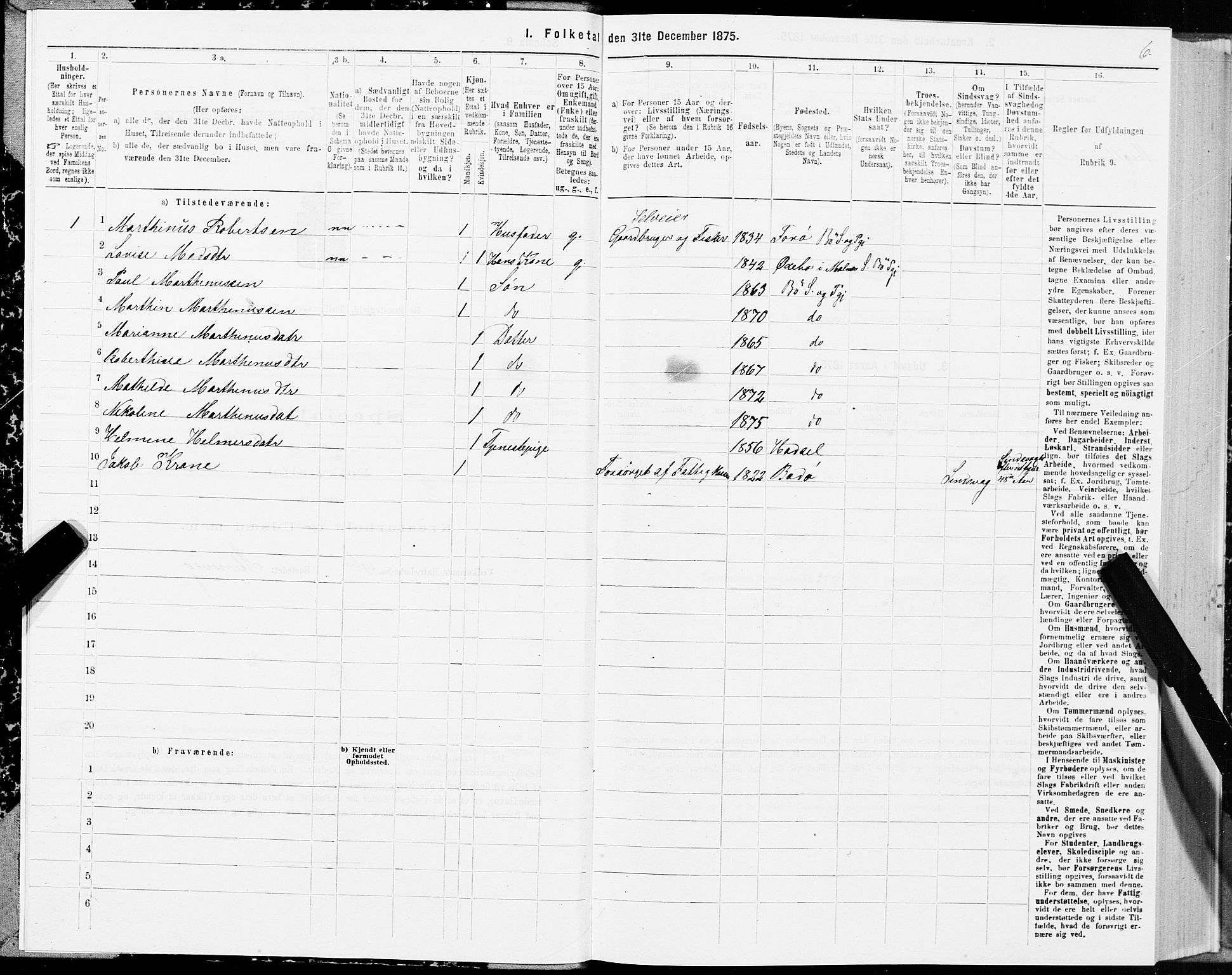 SAT, 1875 census for 1867P Bø, 1875, p. 2006