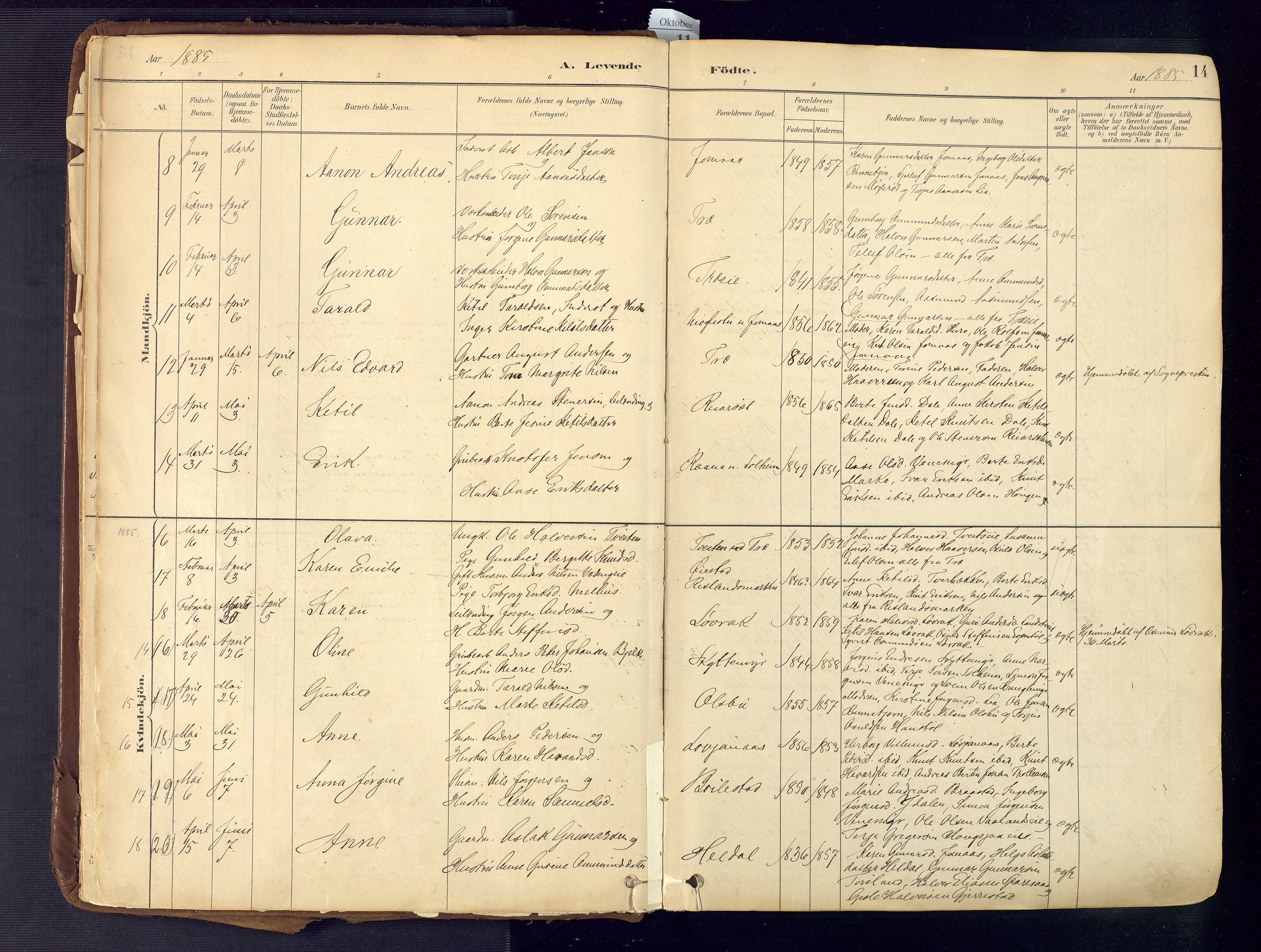 Froland sokneprestkontor, AV/SAK-1111-0013/F/Fa/L0005: Parish register (official) no. A 5, 1882-1921, p. 14