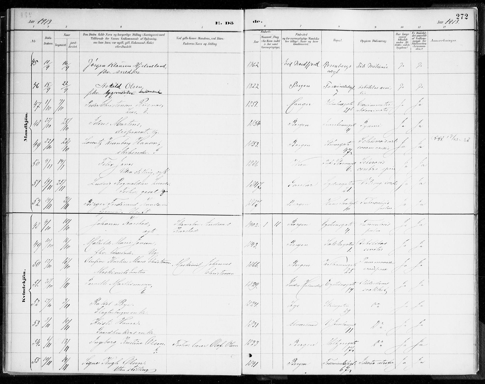 Johanneskirken sokneprestembete, AV/SAB-A-76001/H/Haa/L0019: Parish register (official) no. E 1, 1885-1915, p. 272