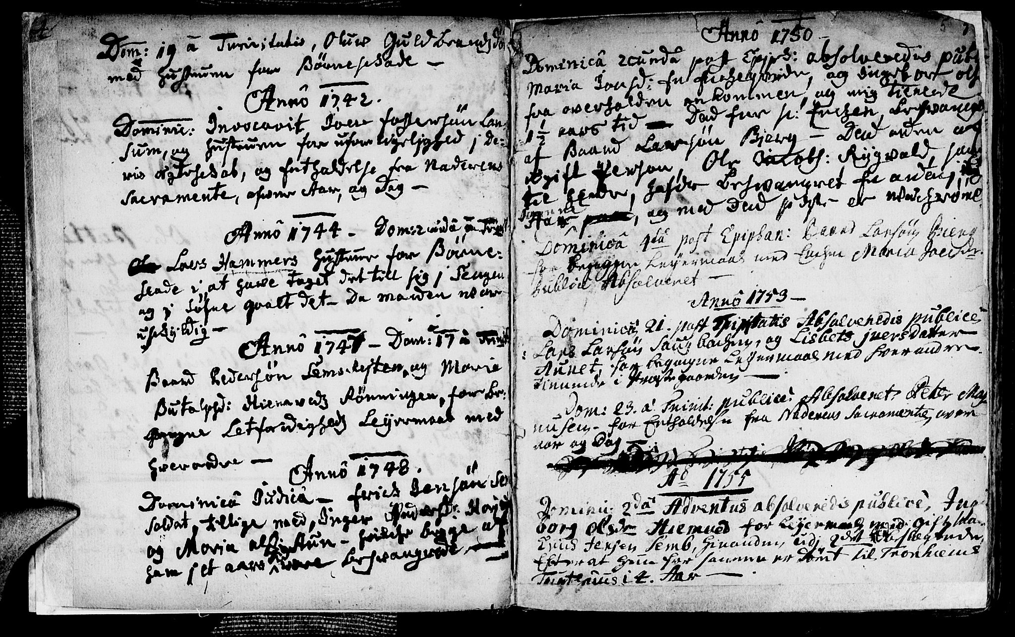 Ministerialprotokoller, klokkerbøker og fødselsregistre - Nord-Trøndelag, SAT/A-1458/749/L0467: Parish register (official) no. 749A01, 1733-1787, p. 4-5