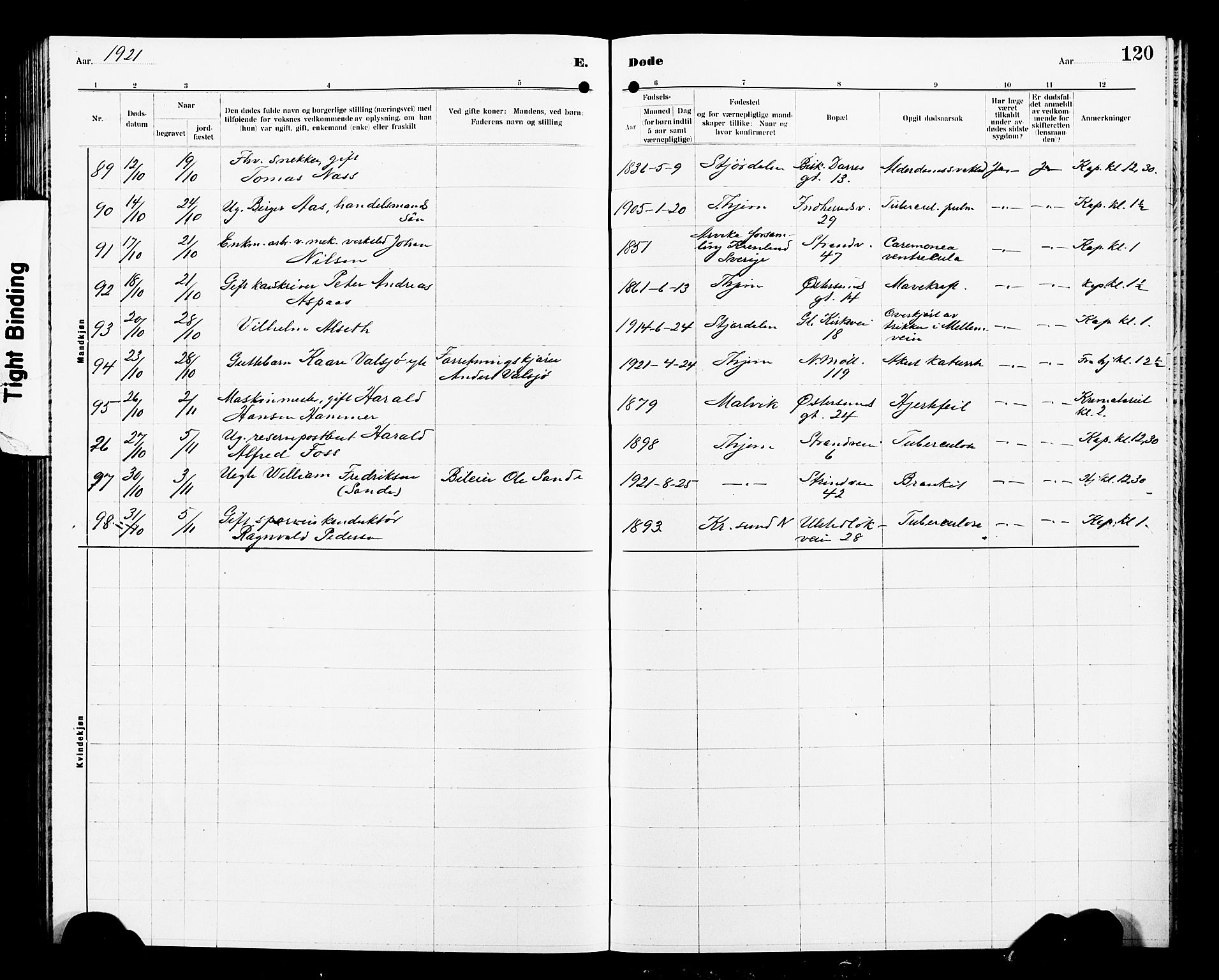 Ministerialprotokoller, klokkerbøker og fødselsregistre - Sør-Trøndelag, AV/SAT-A-1456/605/L0257: Parish register (copy) no. 605C04, 1916-1922, p. 120