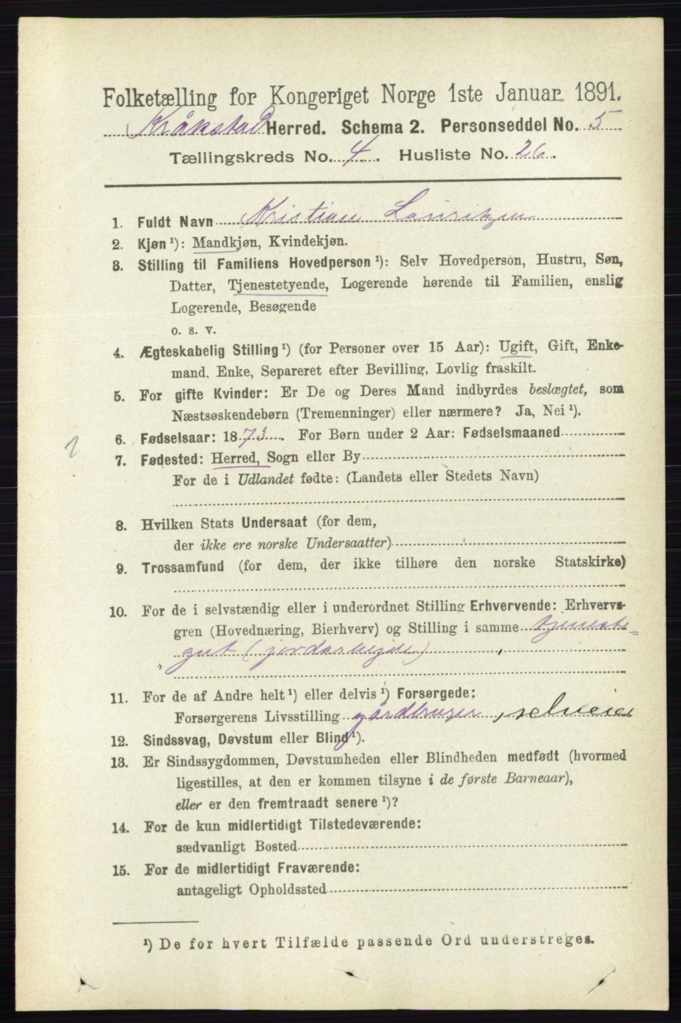 RA, 1891 census for 0212 Kråkstad, 1891, p. 1959