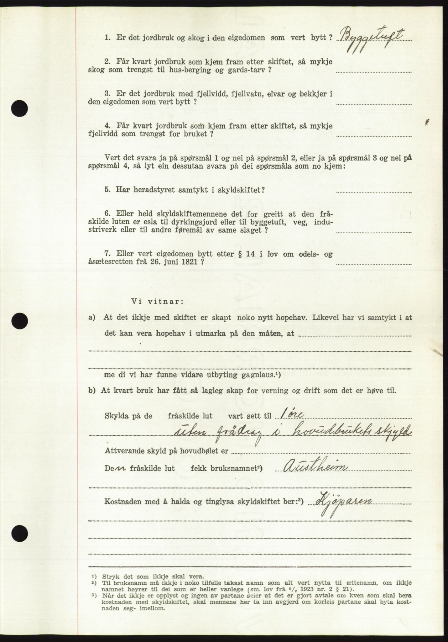 Søre Sunnmøre sorenskriveri, AV/SAT-A-4122/1/2/2C/L0099: Mortgage book no. 25A, 1954-1954, Diary no: : 2542/1954