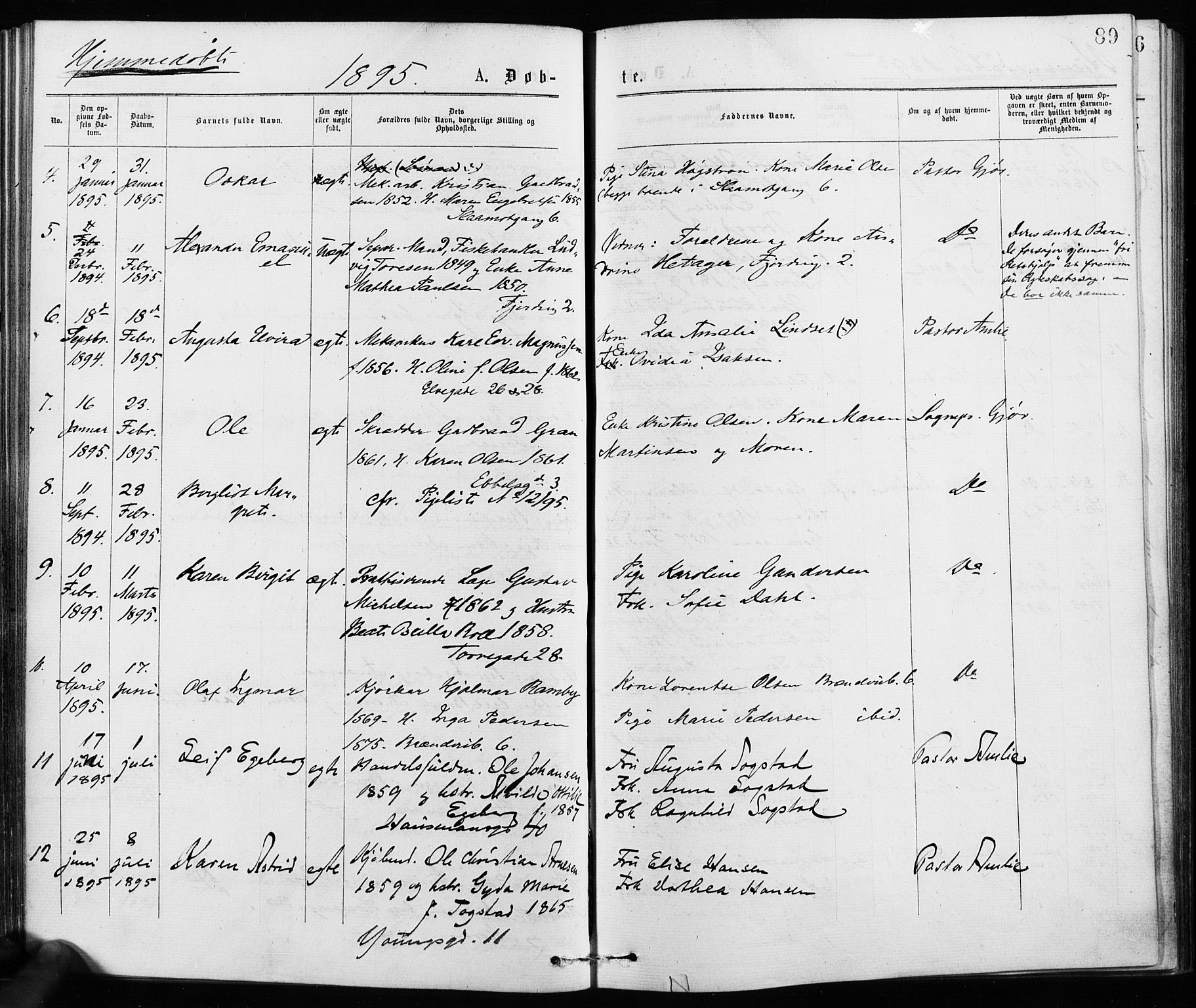 Jakob prestekontor Kirkebøker, SAO/A-10850/F/Fa/L0001: Parish register (official) no. 1, 1875-1924, p. 89