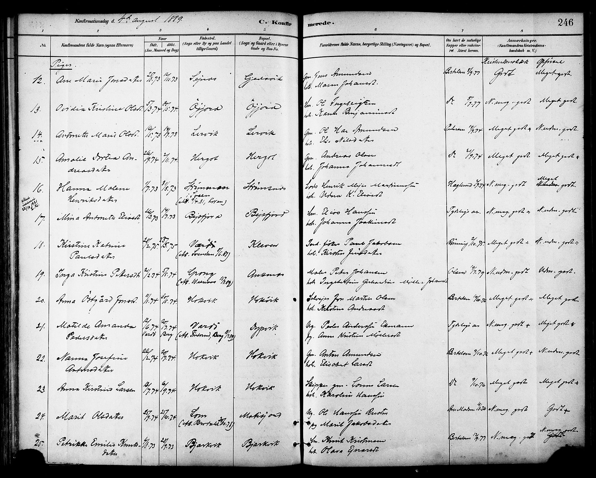 Ministerialprotokoller, klokkerbøker og fødselsregistre - Nordland, SAT/A-1459/866/L0938: Parish register (official) no. 866A01, 1879-1893, p. 246