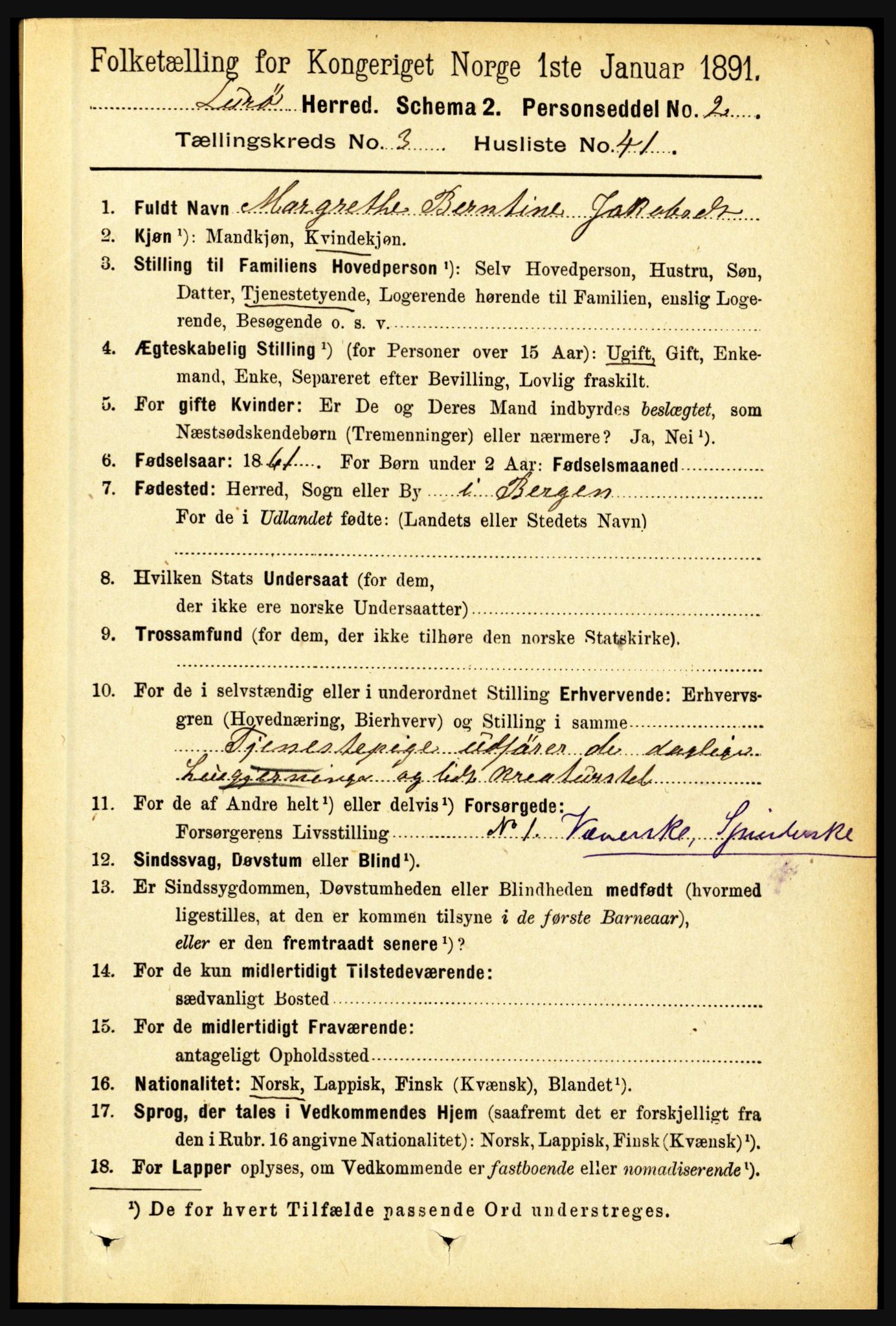 RA, 1891 census for 1834 Lurøy, 1891, p. 1721