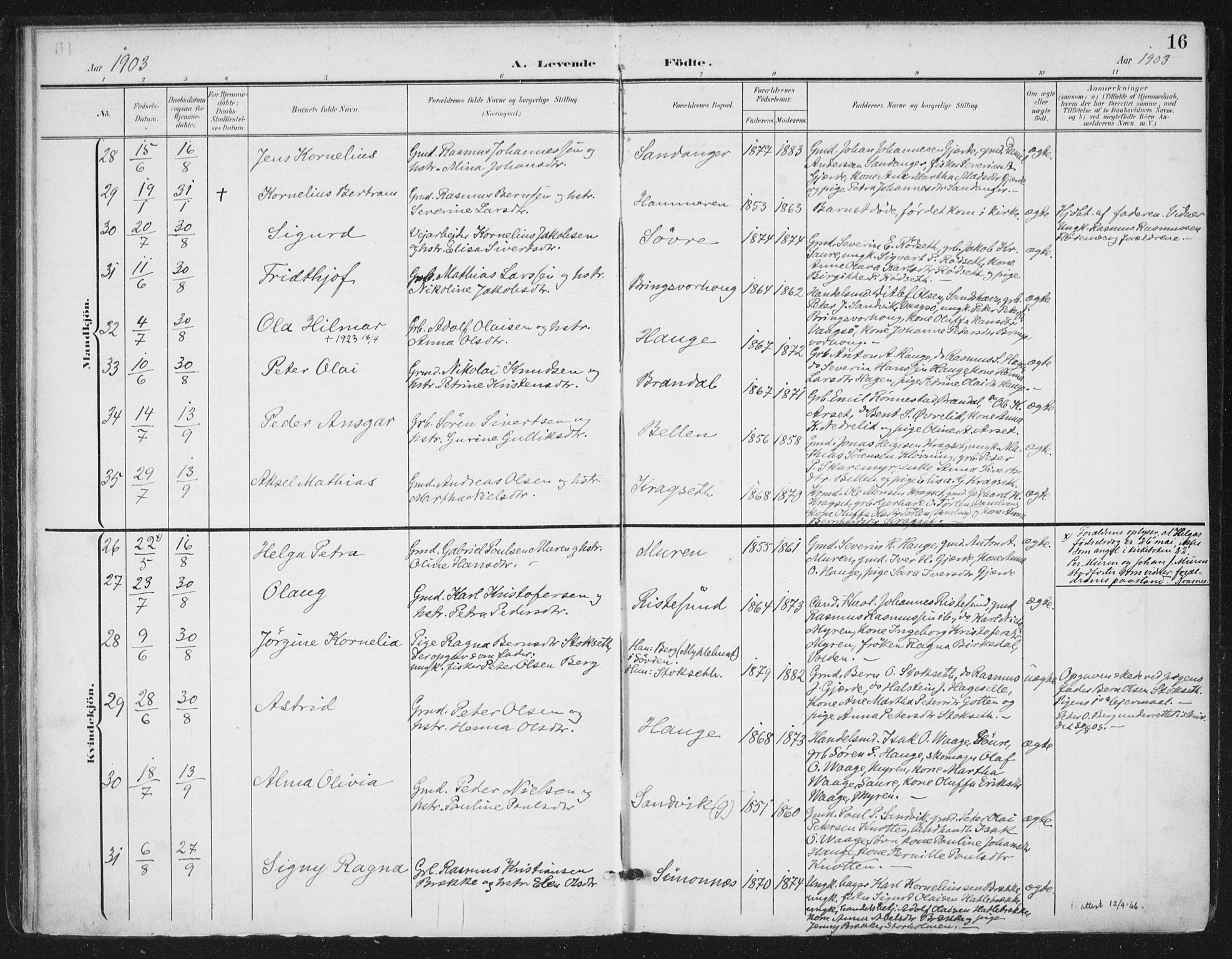 Ministerialprotokoller, klokkerbøker og fødselsregistre - Møre og Romsdal, AV/SAT-A-1454/503/L0038: Parish register (official) no. 503A06, 1901-1917, p. 16