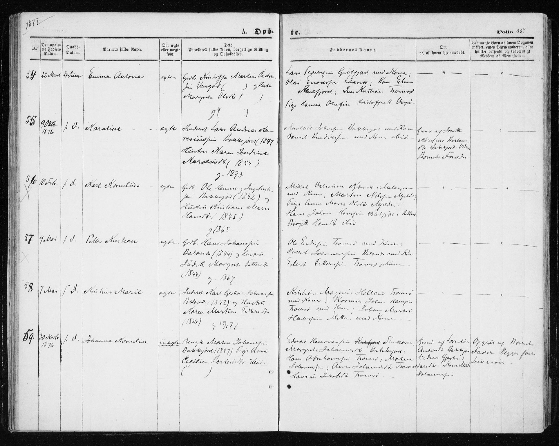 Tromsøysund sokneprestkontor, AV/SATØ-S-1304/G/Ga/L0003kirke: Parish register (official) no. 3, 1875-1880, p. 35