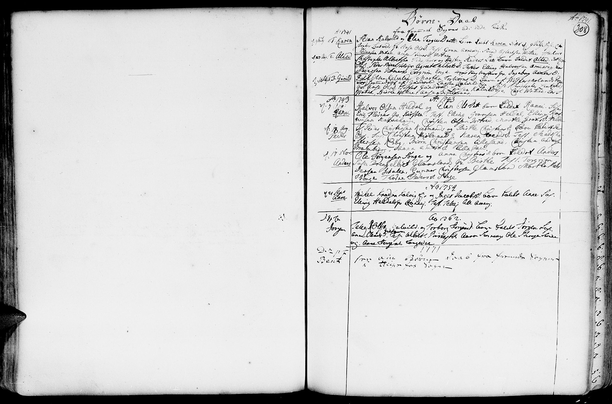 Hommedal sokneprestkontor, SAK/1111-0023/F/Fa/Fab/L0002: Parish register (official) no. A 2 /2, 1740-1823, p. 308