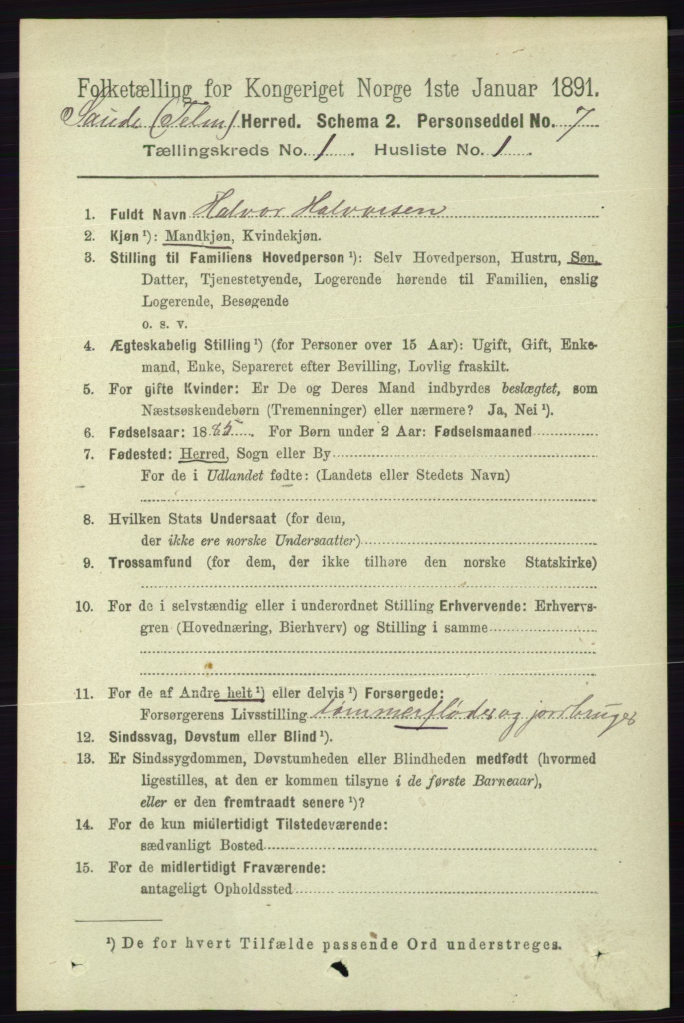 RA, 1891 census for 0822 Sauherad, 1891, p. 106