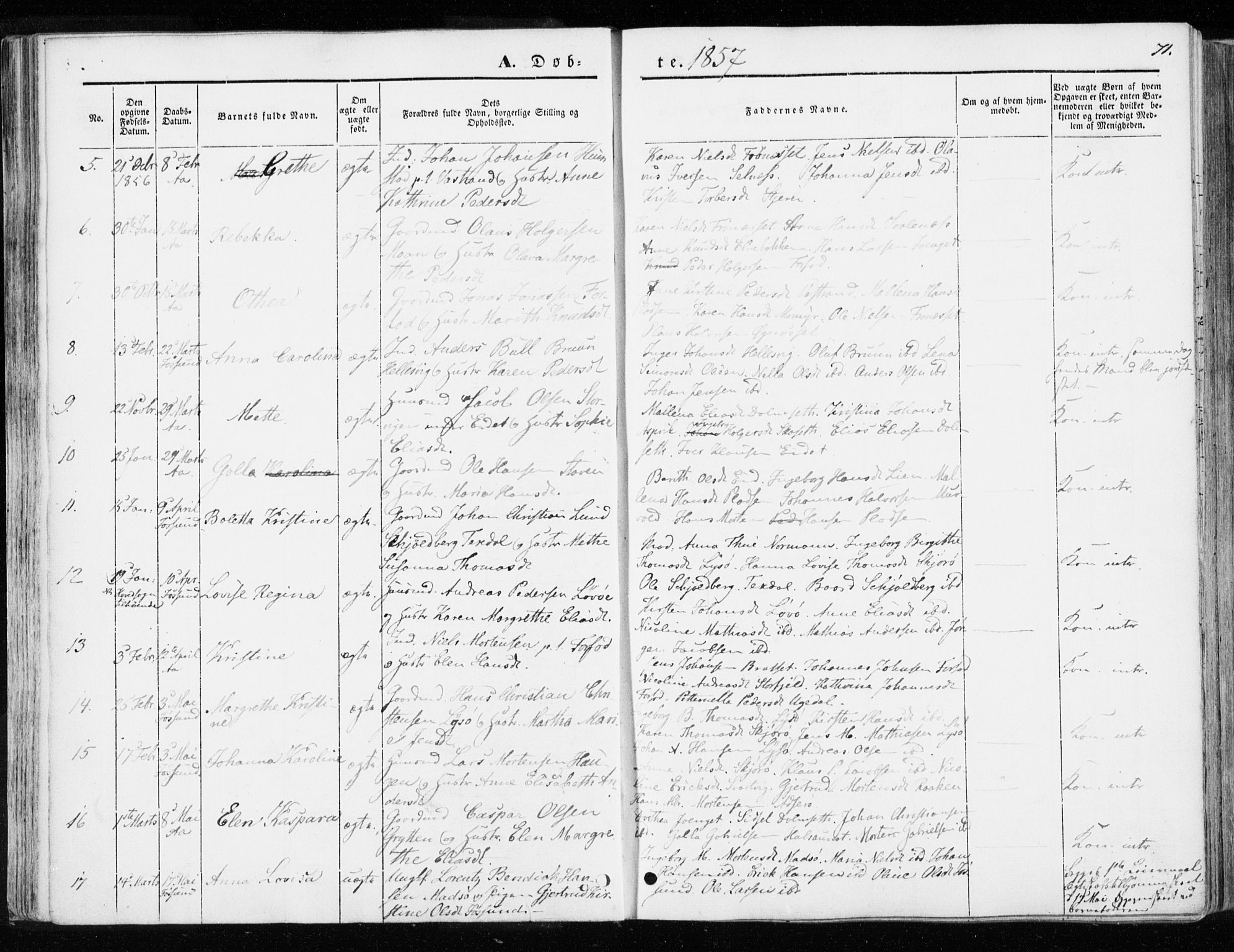 Ministerialprotokoller, klokkerbøker og fødselsregistre - Sør-Trøndelag, SAT/A-1456/655/L0677: Parish register (official) no. 655A06, 1847-1860, p. 71