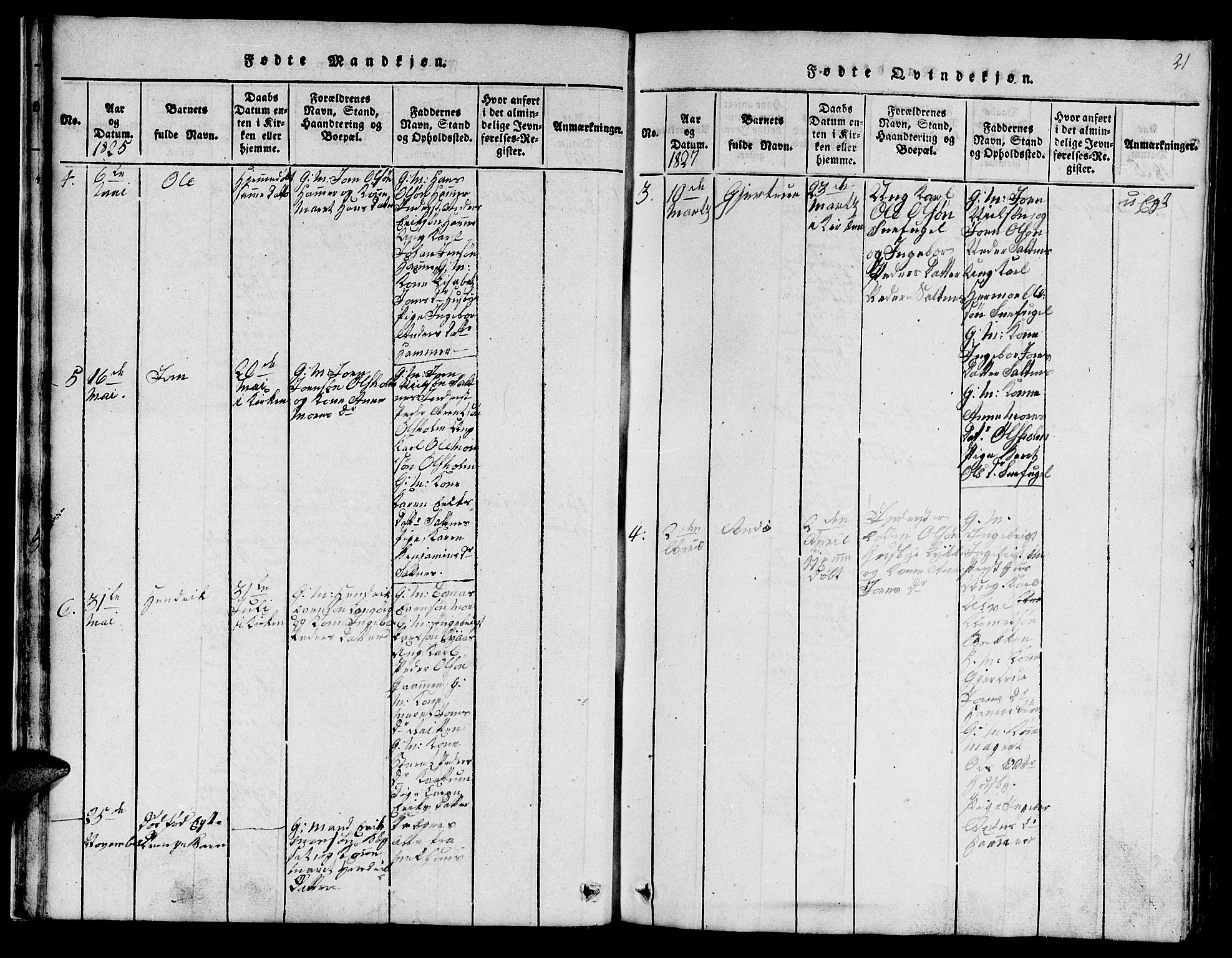 Ministerialprotokoller, klokkerbøker og fødselsregistre - Sør-Trøndelag, SAT/A-1456/666/L0788: Parish register (copy) no. 666C01, 1816-1847, p. 21