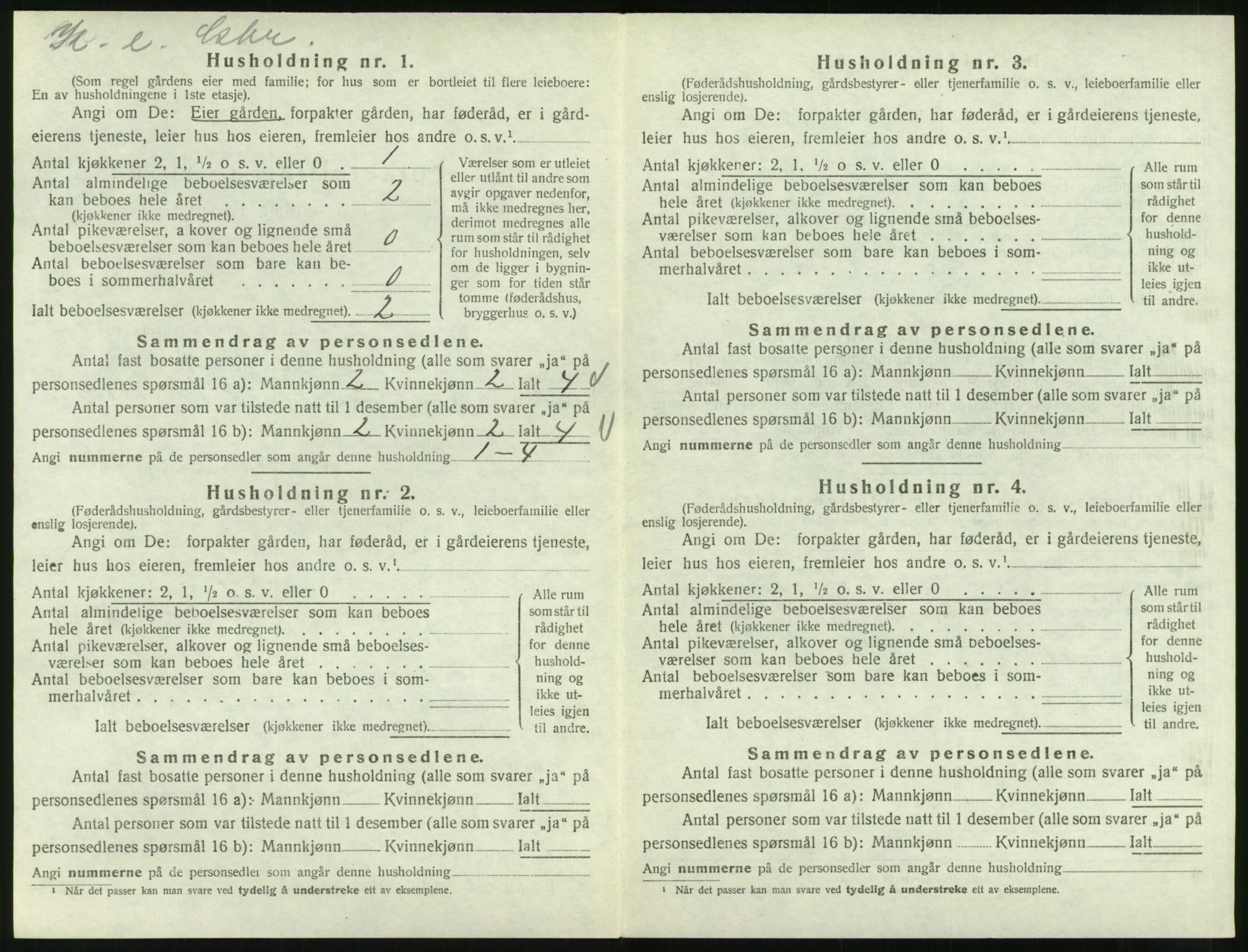 SAT, 1920 census for Veøy, 1920, p. 164