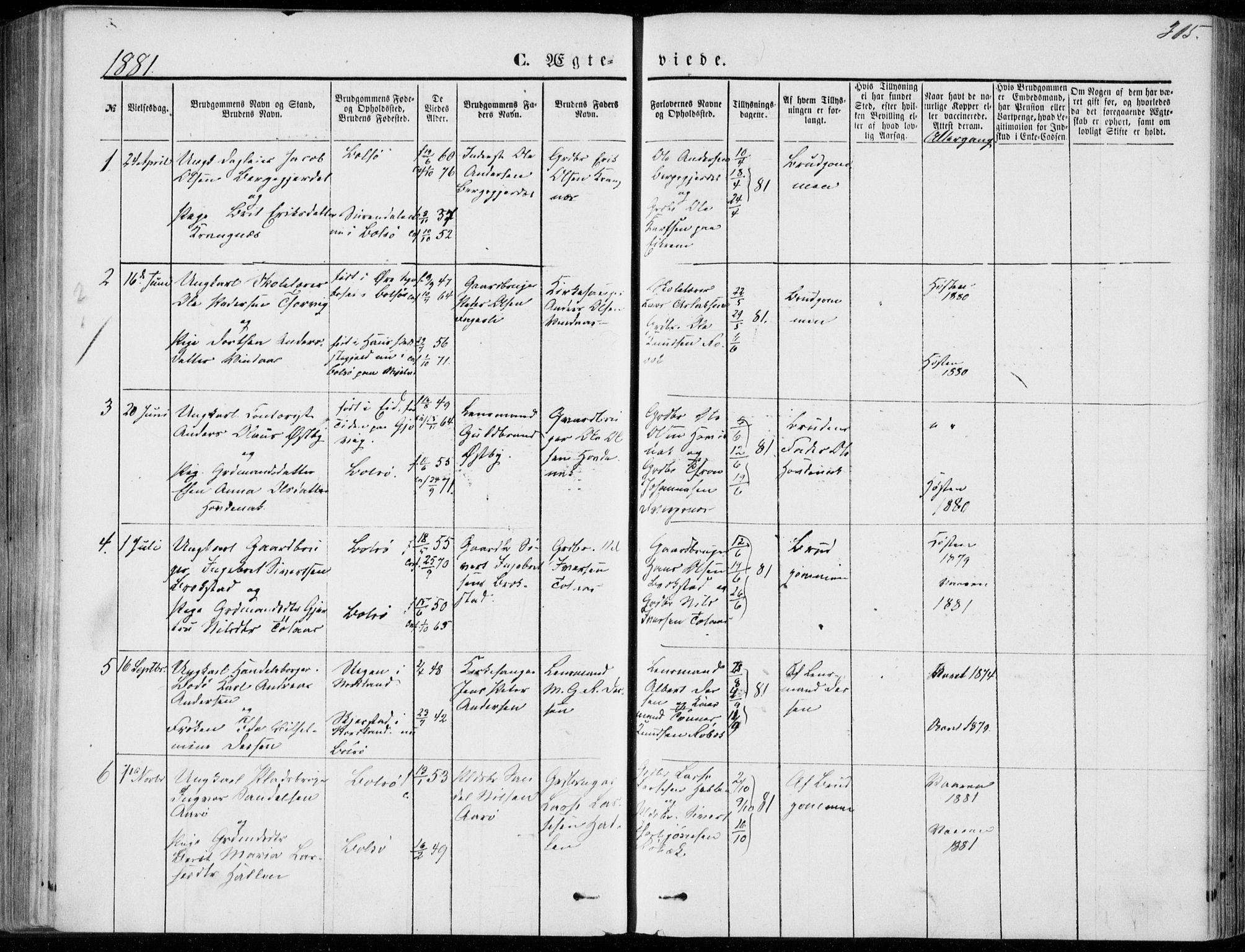 Ministerialprotokoller, klokkerbøker og fødselsregistre - Møre og Romsdal, SAT/A-1454/555/L0655: Parish register (official) no. 555A05, 1869-1886, p. 315