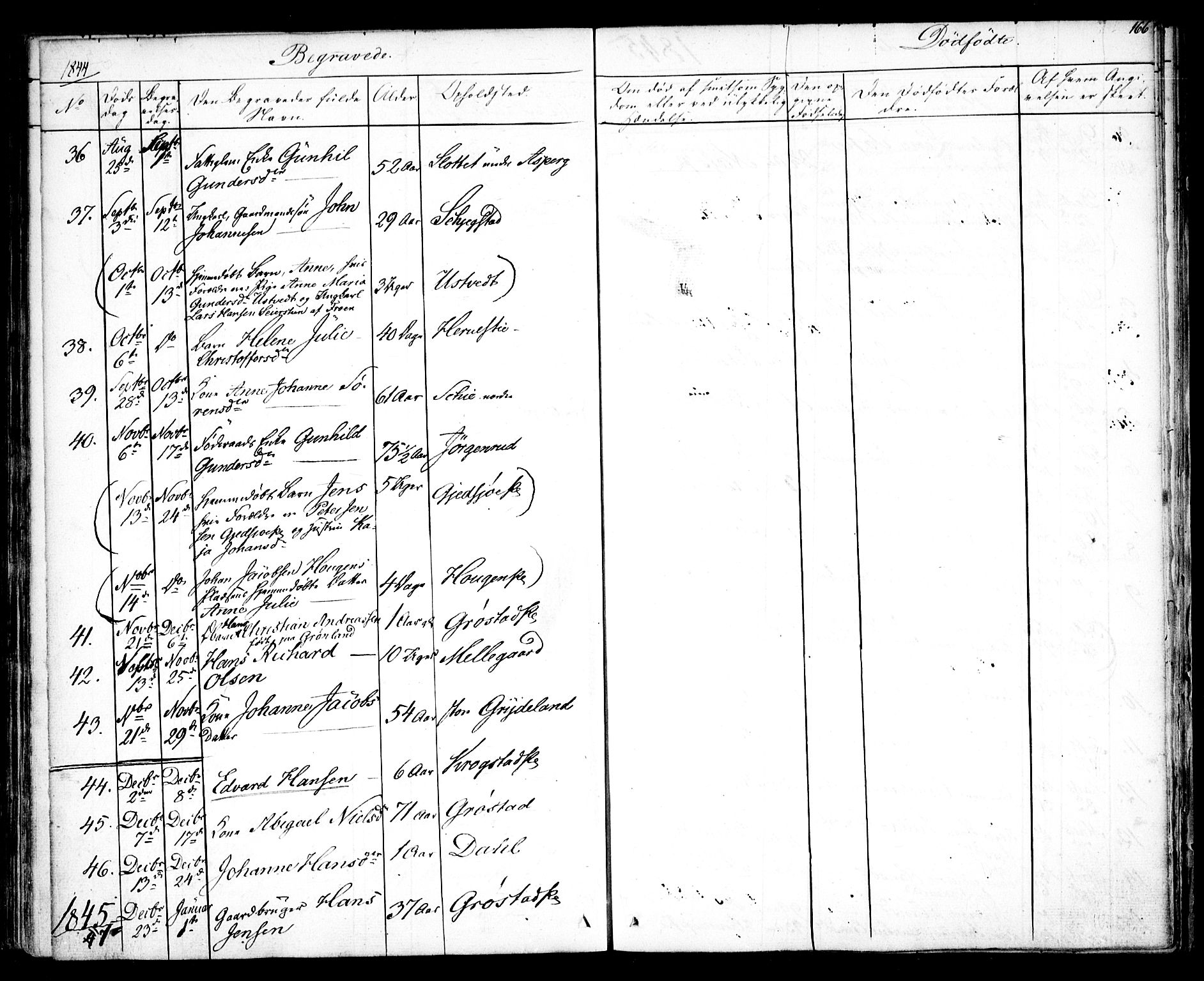 Kråkstad prestekontor Kirkebøker, SAO/A-10125a/F/Fa/L0005: Parish register (official) no. I 5, 1837-1847, p. 166