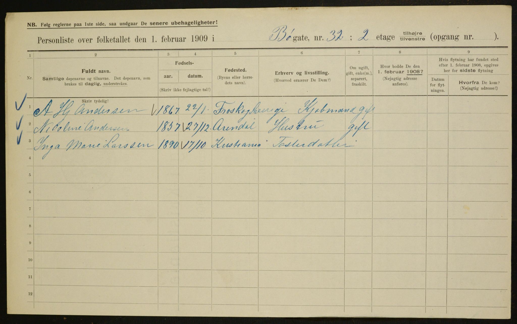 OBA, Municipal Census 1909 for Kristiania, 1909, p. 10217