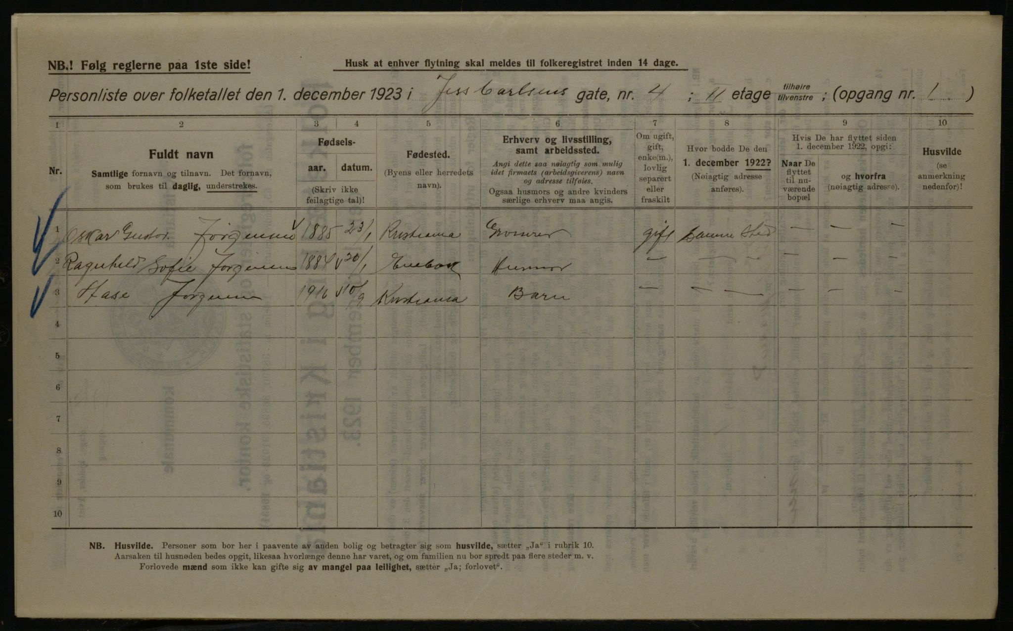 OBA, Municipal Census 1923 for Kristiania, 1923, p. 52632