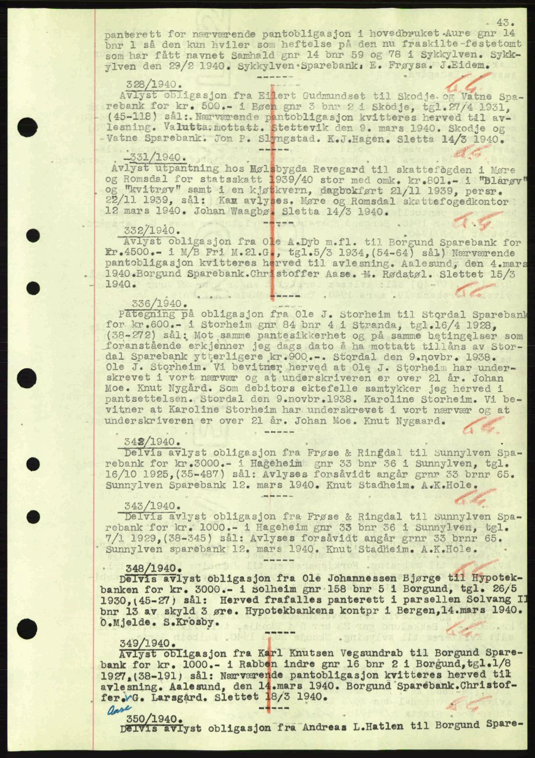 Nordre Sunnmøre sorenskriveri, SAT/A-0006/1/2/2C/2Ca: Mortgage book no. B1-6, 1938-1942, Diary no: : 328/1940