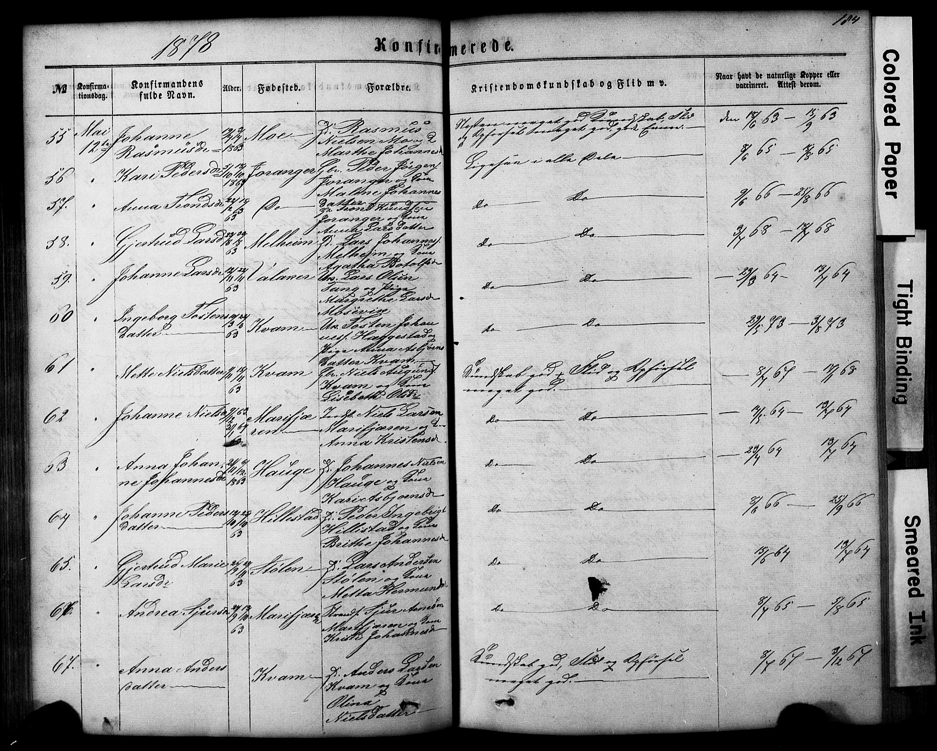 Hafslo sokneprestembete, AV/SAB-A-80301/H/Hab/Haba/L0001: Parish register (copy) no. A 1, 1866-1908, p. 184