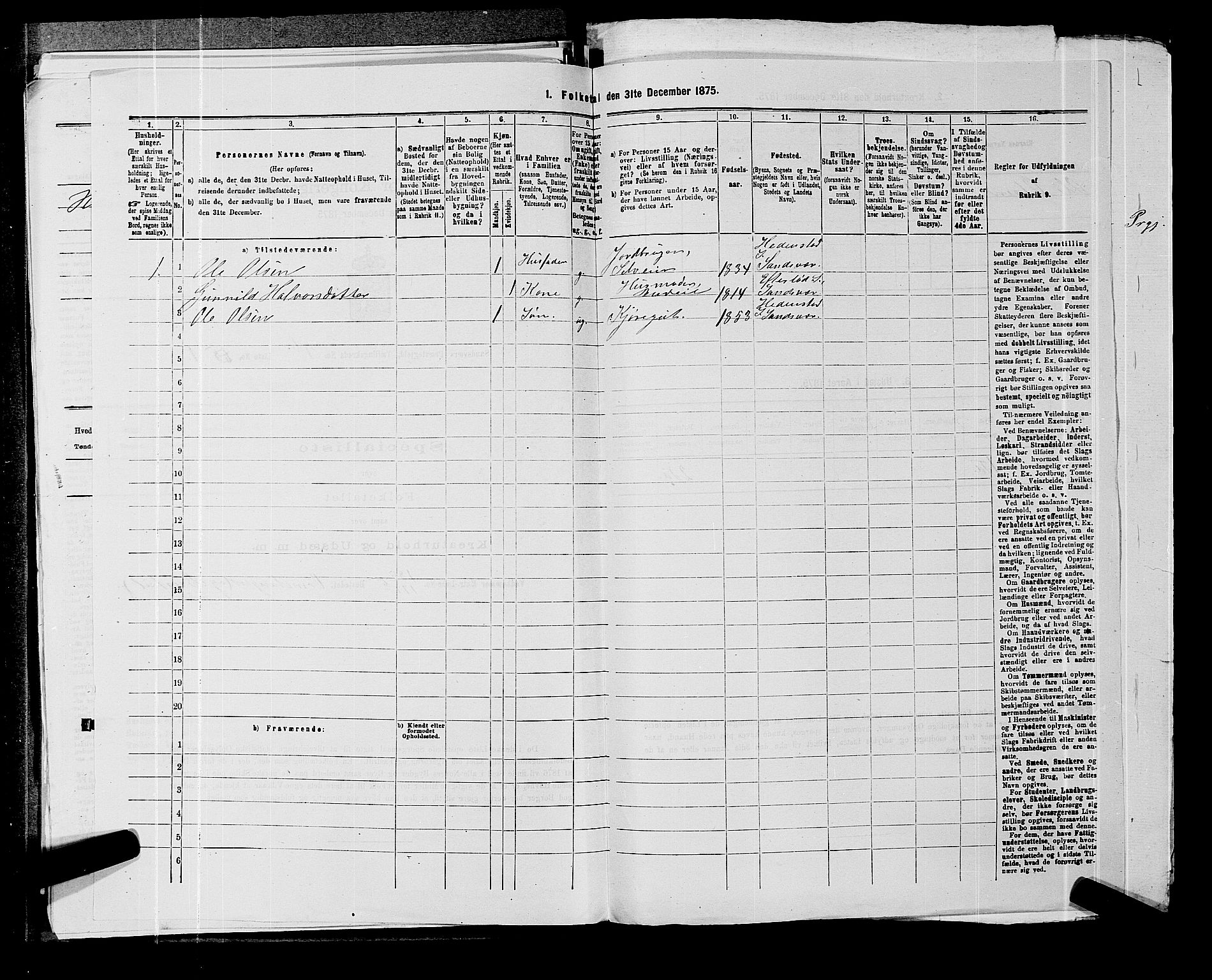 SAKO, 1875 census for 0629P Sandsvær, 1875, p. 1428