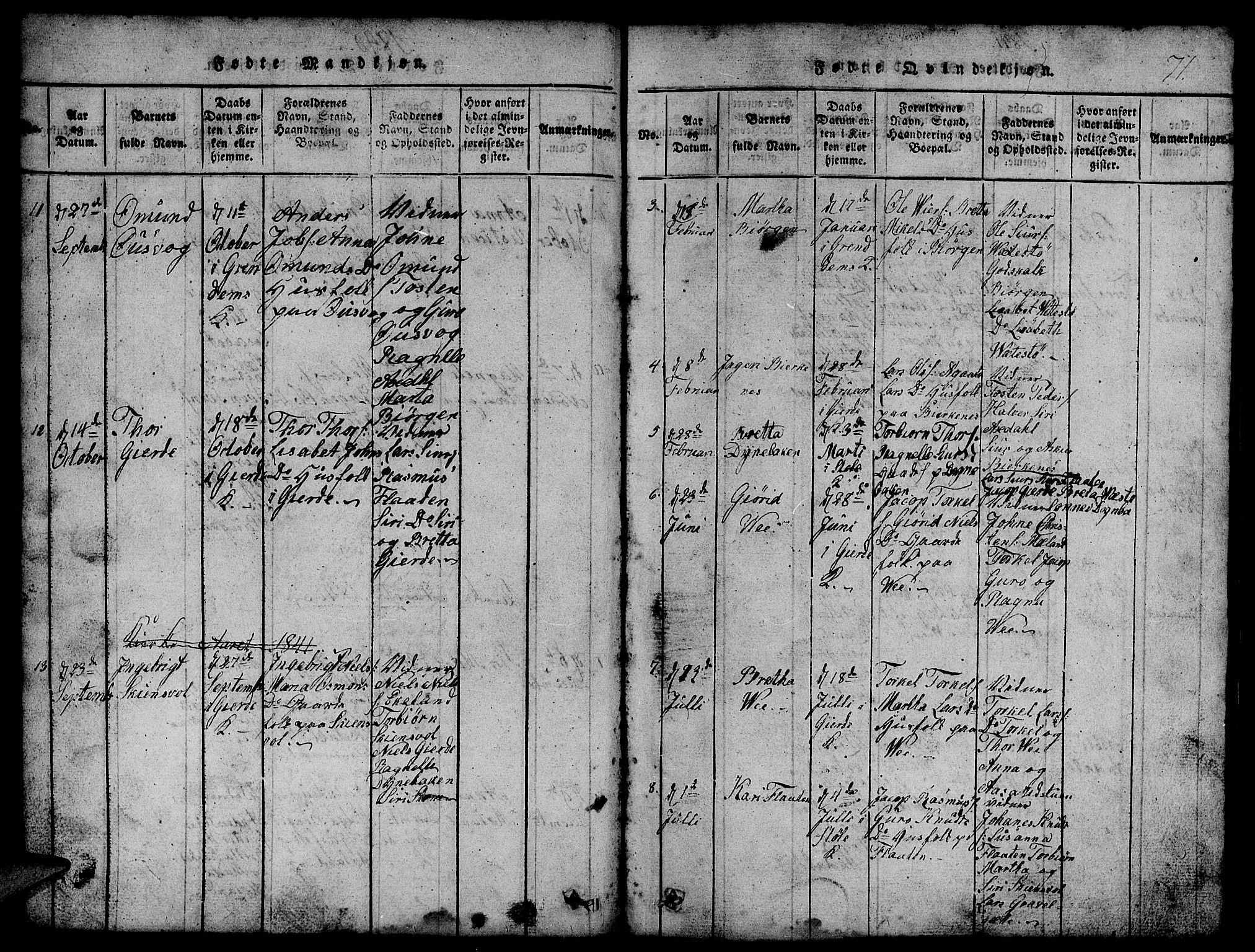 Etne sokneprestembete, AV/SAB-A-75001/H/Hab: Parish register (copy) no. B 1, 1815-1850, p. 71