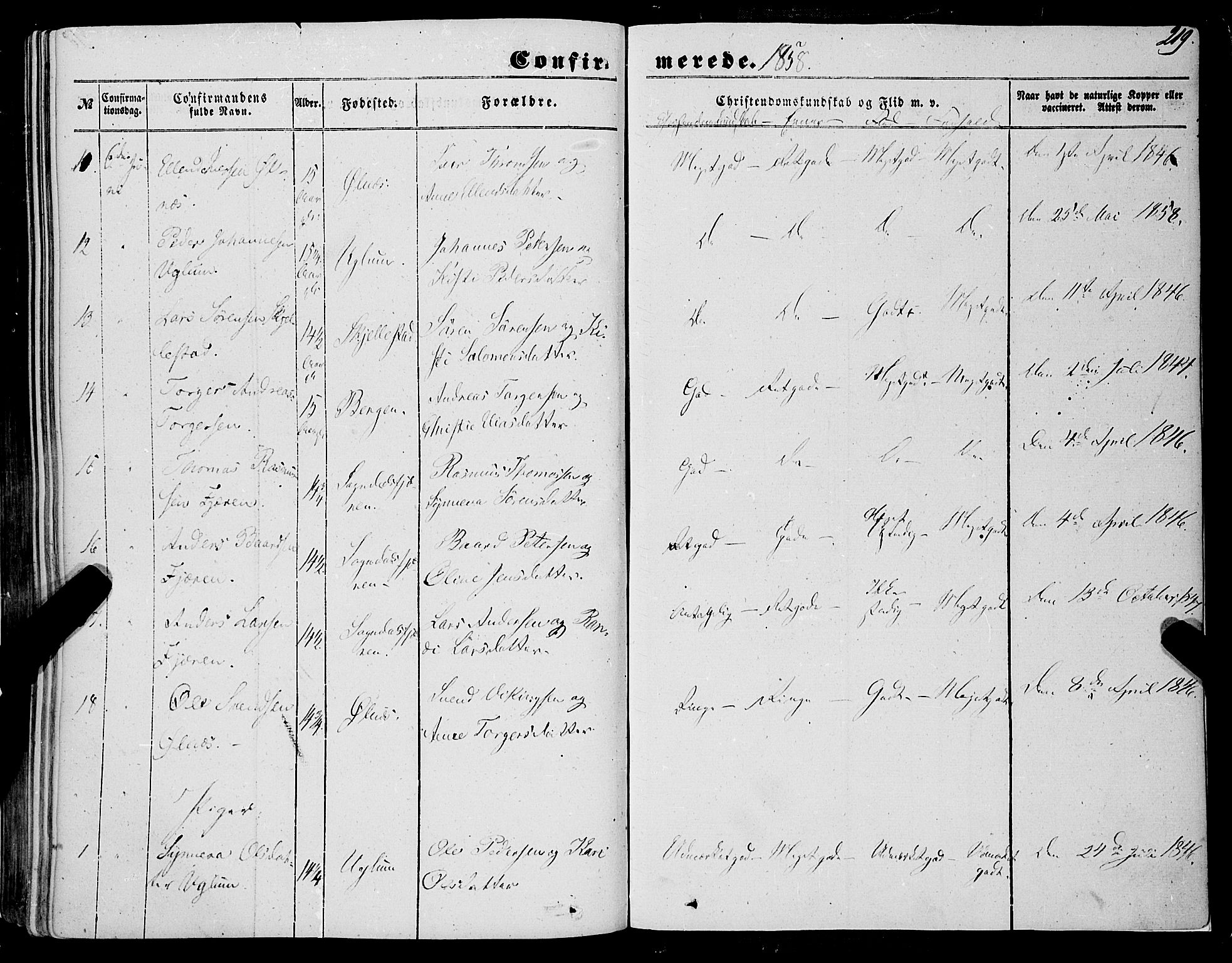 Sogndal sokneprestembete, AV/SAB-A-81301/H/Haa/Haaa/L0012I: Parish register (official) no. A 12I, 1847-1859, p. 219