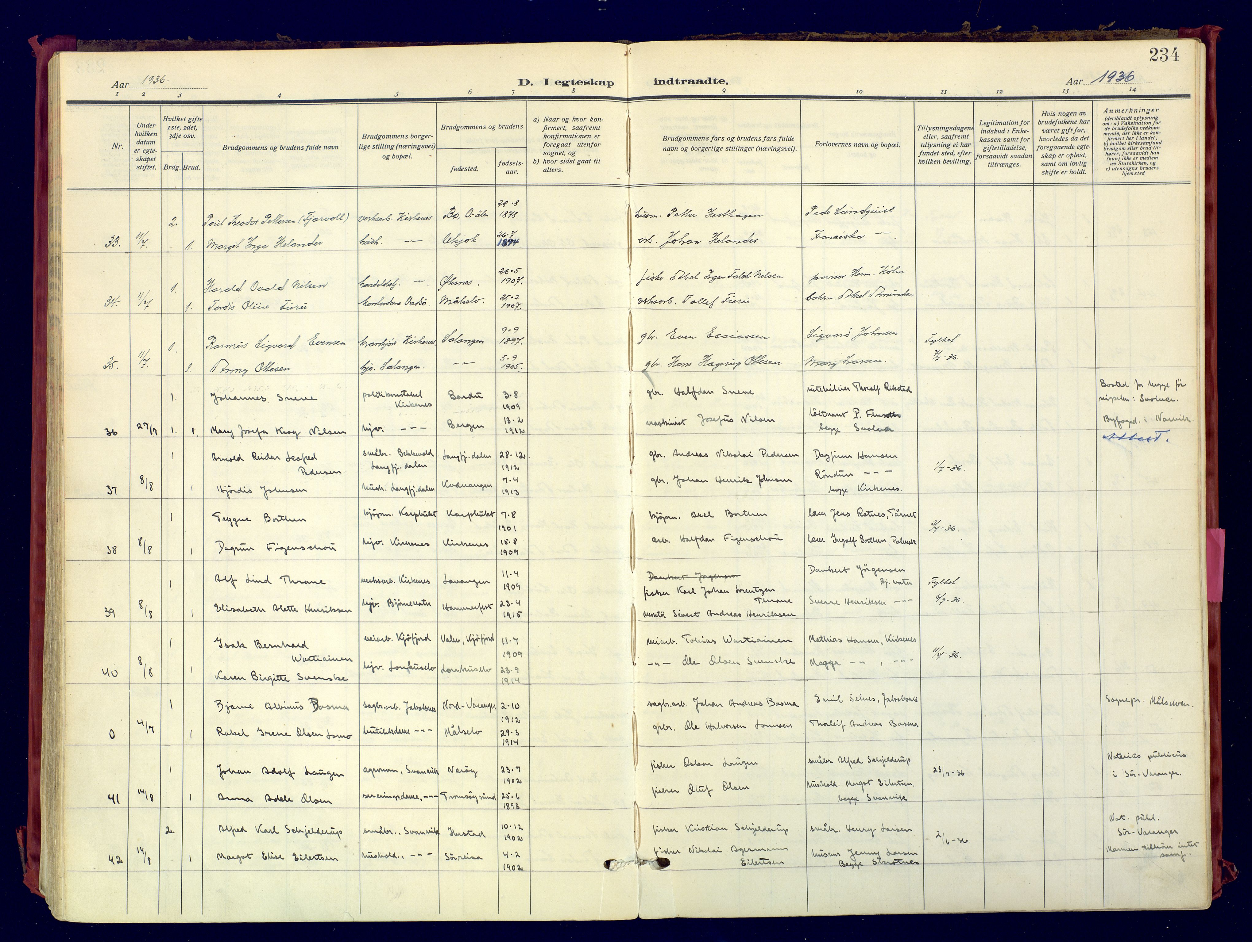 Sør-Varanger sokneprestkontor, AV/SATØ-S-1331/H/Ha/L0007kirke: Parish register (official) no. 7, 1927-1937, p. 234