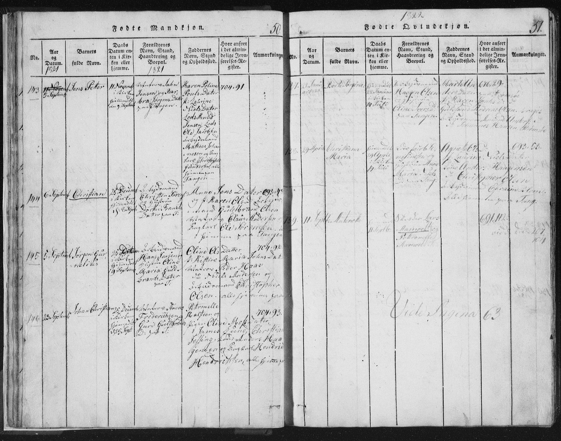 Strømsø kirkebøker, AV/SAKO-A-246/F/Fb/L0004: Parish register (official) no. II 4, 1814-1843, p. 50-51