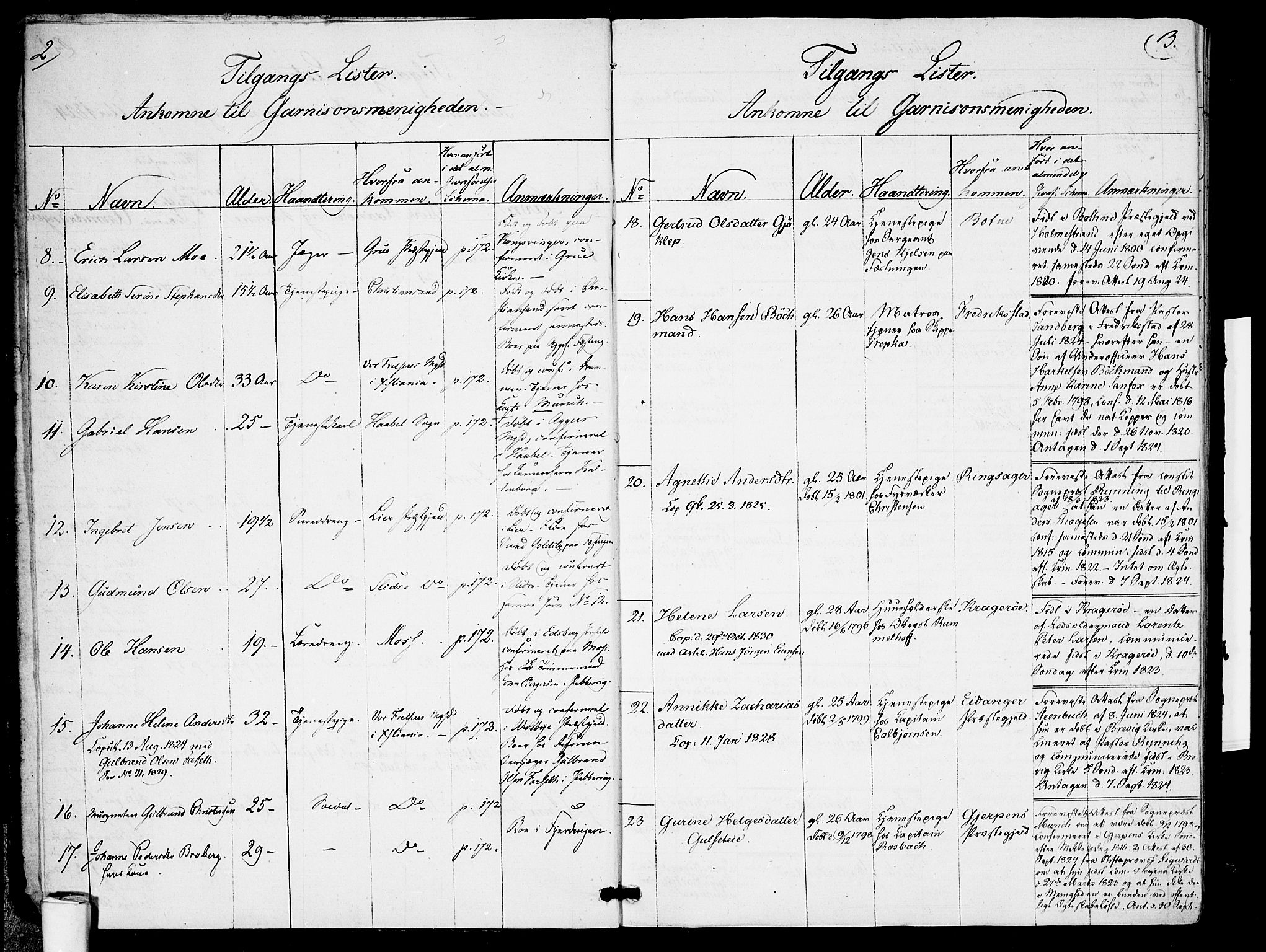 Garnisonsmenigheten Kirkebøker, SAO/A-10846/F/Fa/L0005: Parish register (official) no. 5, 1824-1830, p. 2-3