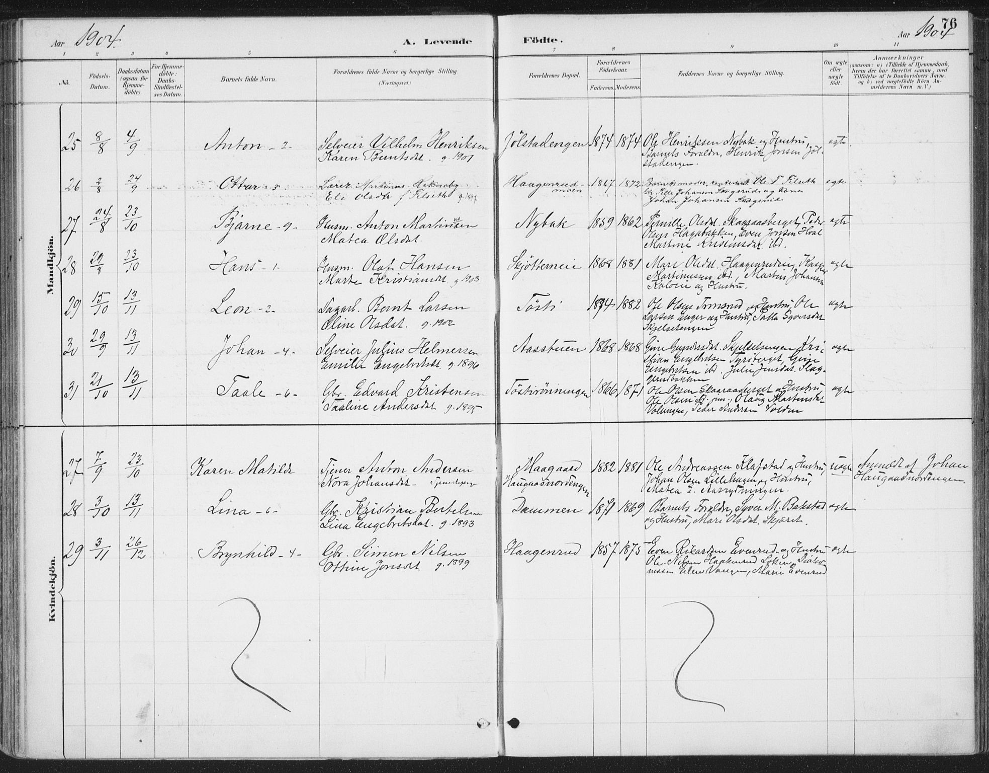 Romedal prestekontor, AV/SAH-PREST-004/K/L0008: Parish register (official) no. 8, 1887-1905, p. 76